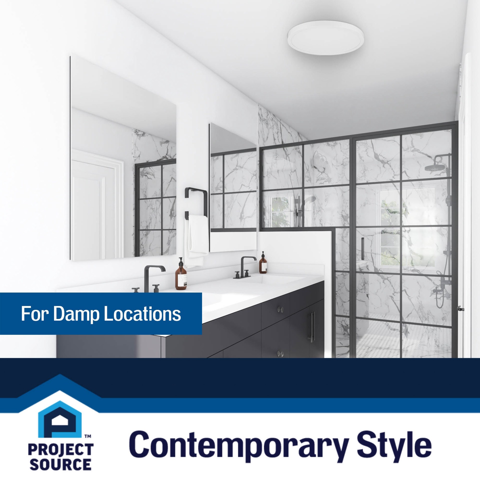 slide 4 of 6, Project Source Edge Light 1 -Light 15-in Matte White Indoor/Outdoor Integrated LED Flush Mount Light 2 -Pack, 1 ct