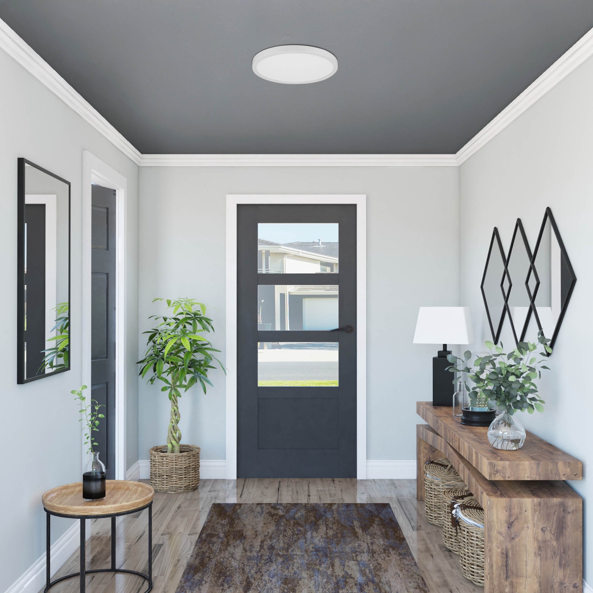 slide 6 of 6, Project Source Edge Light 1 -Light 15-in Matte White Indoor/Outdoor Integrated LED Flush Mount Light 2 -Pack, 1 ct