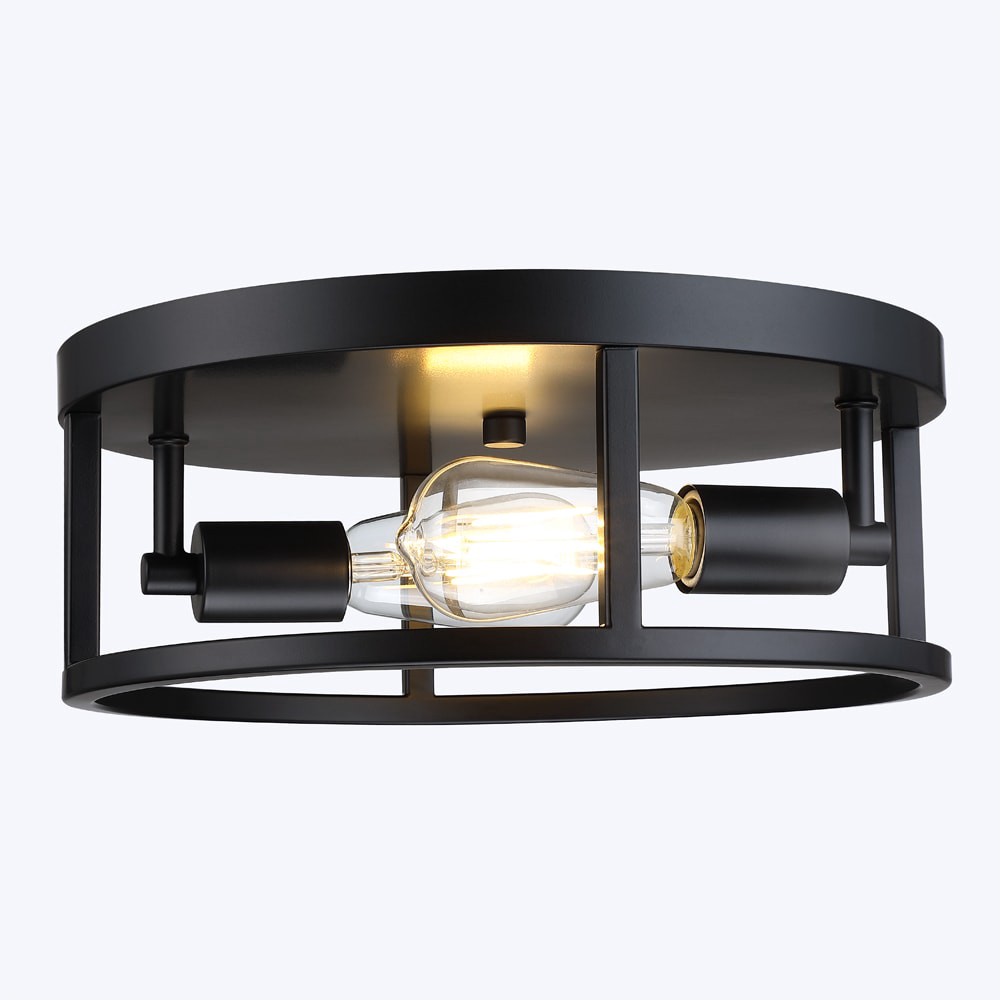 slide 5 of 6, allen + roth Hewitt 2 -Light 13-in Matte Black Flush Mount Light, 1 ct