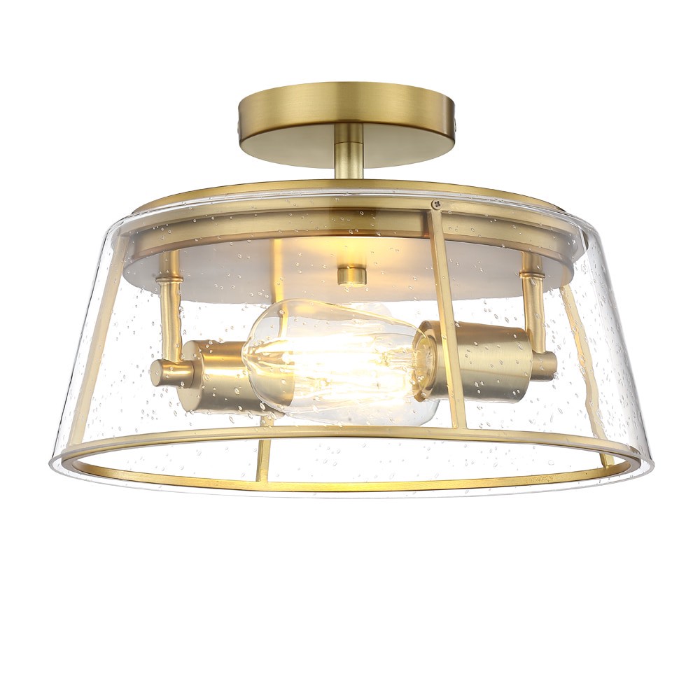 slide 5 of 6, allen + roth Bowen 2 -Light 13-in Brushed Gold Semi Flush Mount Light, 1 ct