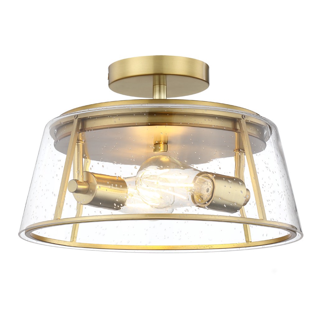 slide 1 of 6, allen + roth Bowen 2 -Light 13-in Brushed Gold Semi Flush Mount Light, 1 ct
