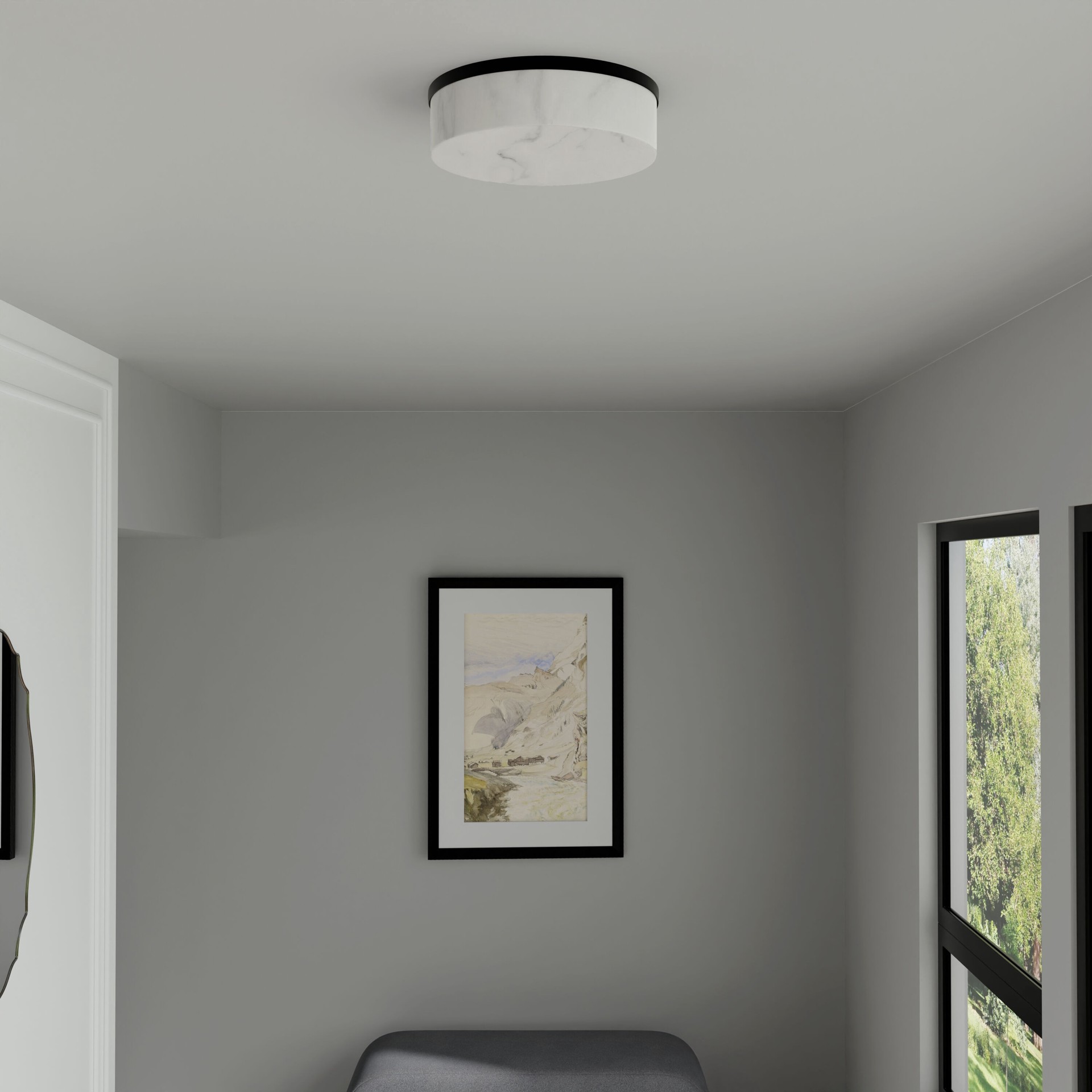 slide 4 of 6, allen + roth Newman 1 -Light 12-in Matte Black Indoor/Outdoor Integrated LED Flush Mount Light, 1 ct