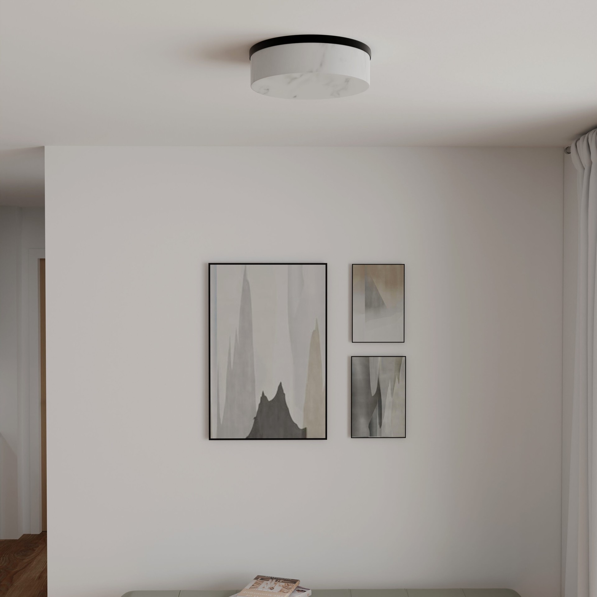 slide 5 of 6, allen + roth Newman 1 -Light 12-in Matte Black Indoor/Outdoor Integrated LED Flush Mount Light, 1 ct