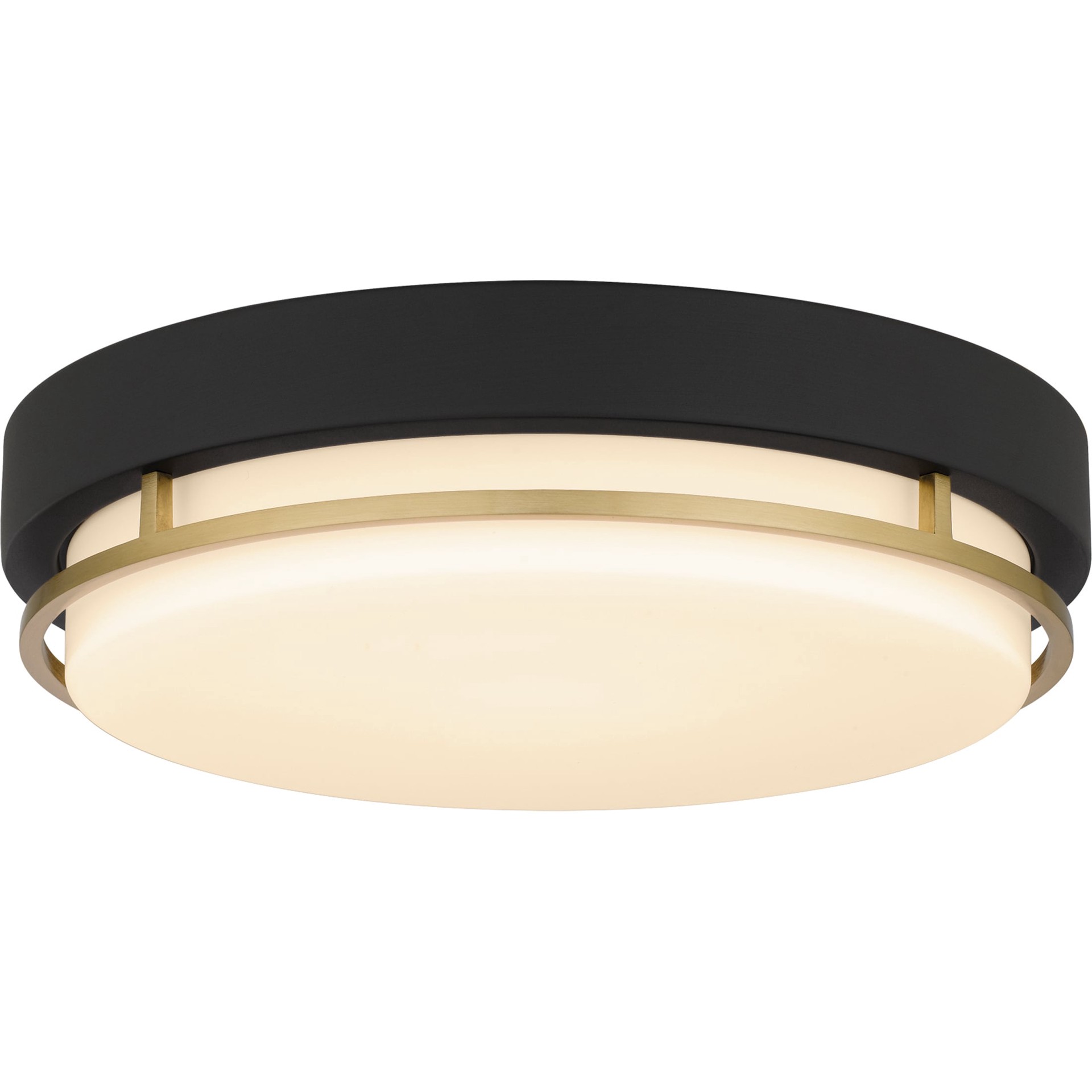 slide 2 of 6, allen + roth Brewer 14-in Matte Black Integrated LED Flush Mount Light, 1 ct