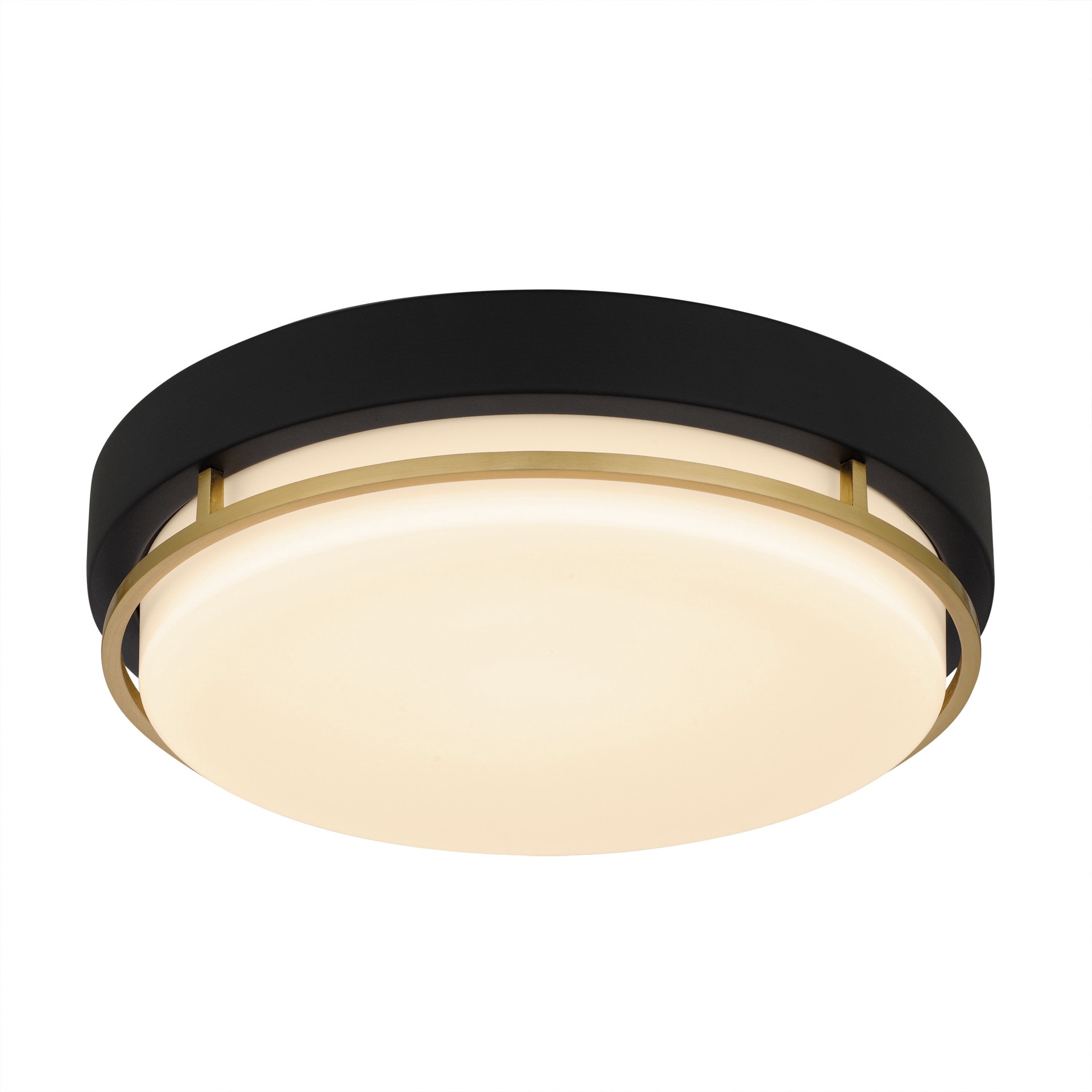 slide 3 of 6, allen + roth Brewer 14-in Matte Black Integrated LED Flush Mount Light, 1 ct