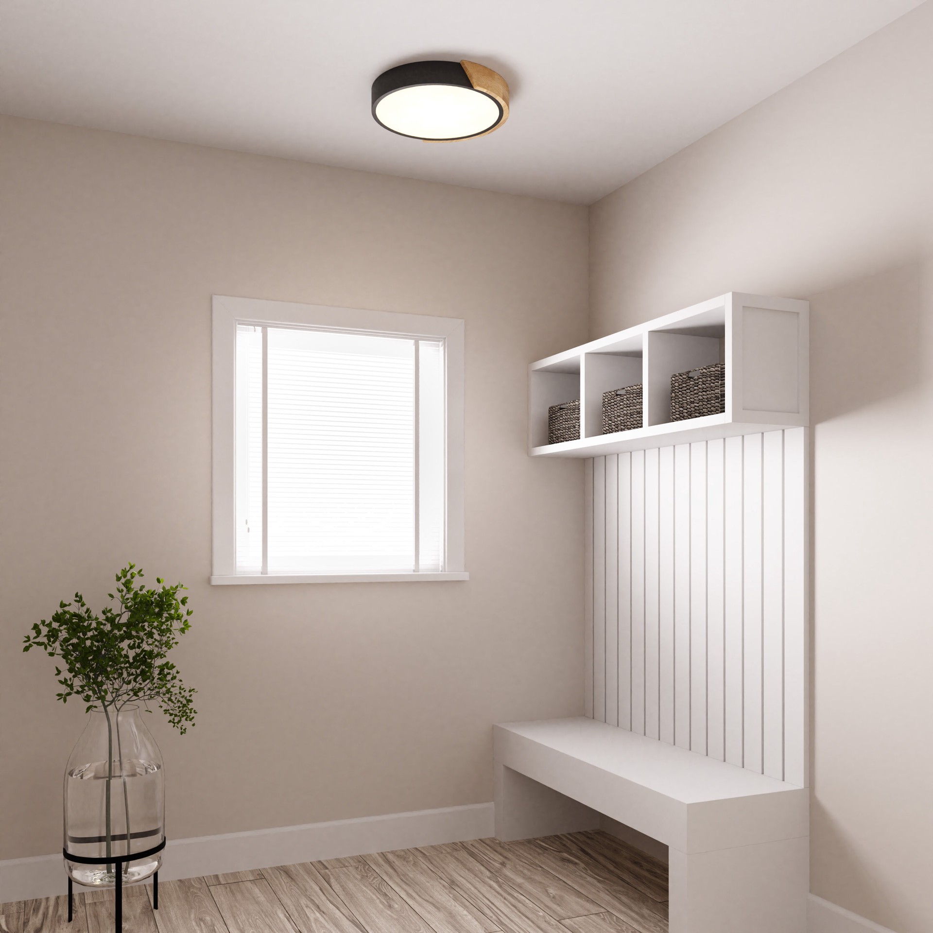 slide 4 of 6, Origin 21 Xander 13.63-in Matte Black Integrated LED Flush Mount Light, 1 ct