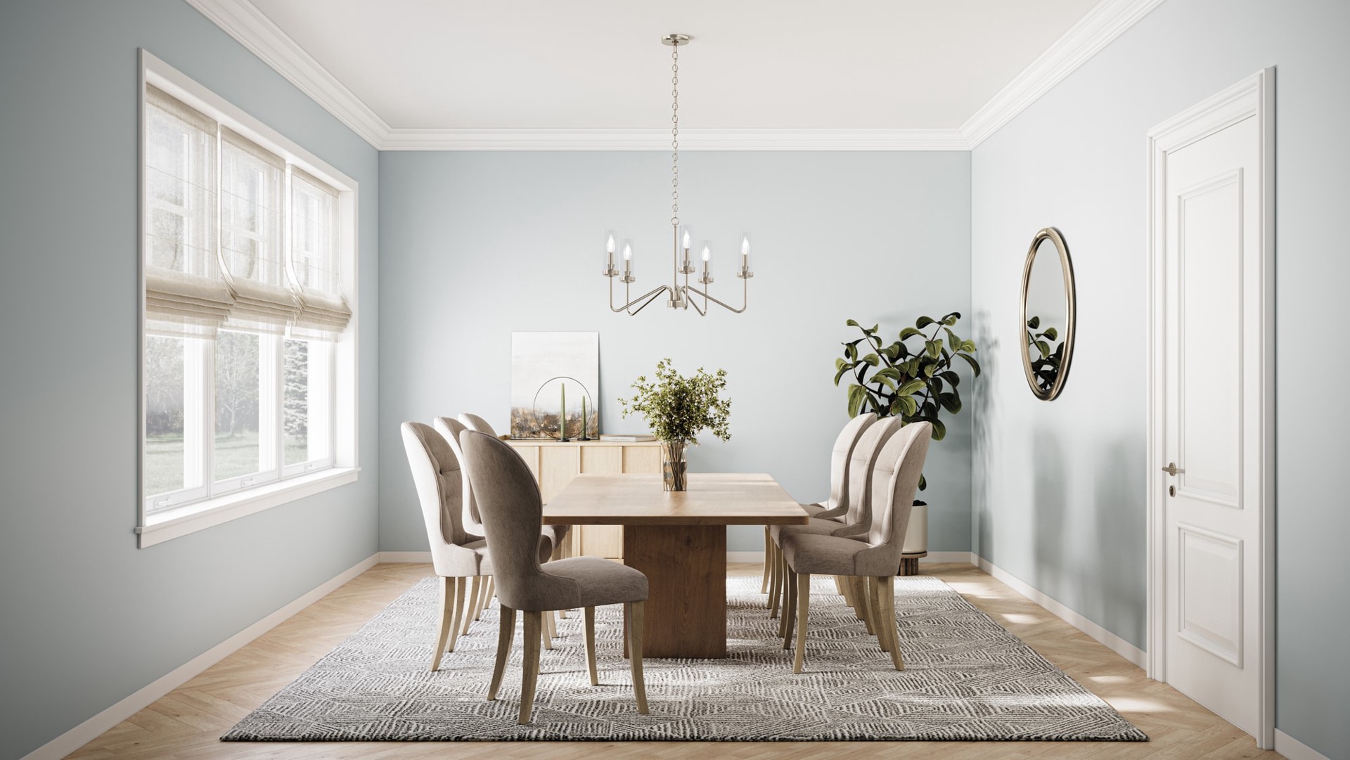 slide 2 of 6, allen + roth Lewis 5 -Light Brushed Nickel Traditional For Use in Bedrooms, Dining Rooms, Foyers, Kitchens, Living Rooms Chandelier, 1 ct