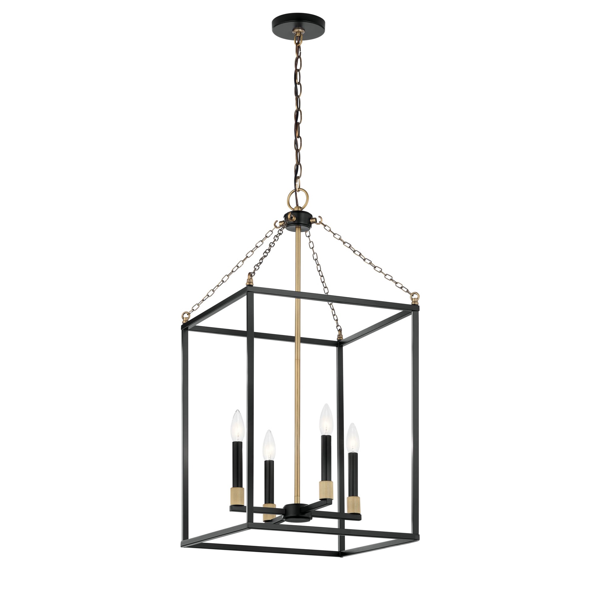 slide 4 of 6, allen + roth Foster 4 -Light Black Industrial Cage For Use in Bedrooms, Dining Rooms, Foyers, Kitchens, Living Rooms Chandelier, 1 ct