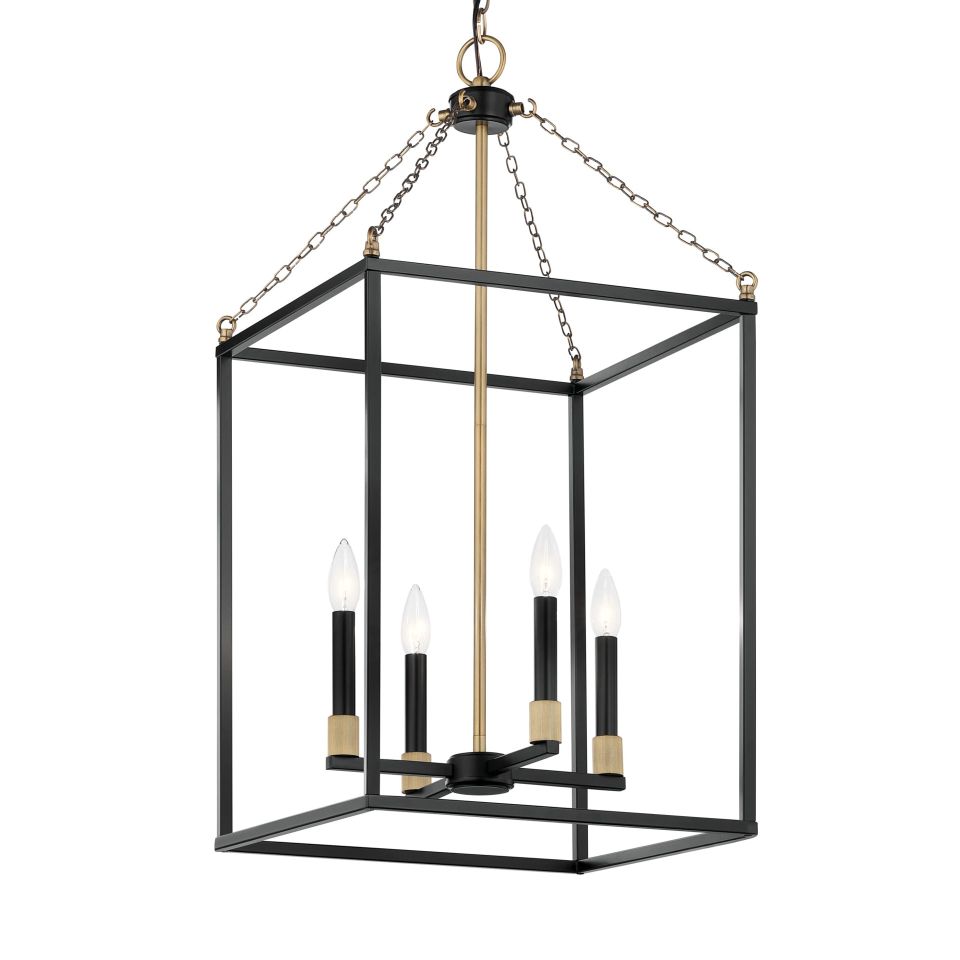 slide 5 of 6, allen + roth Foster 4 -Light Black Industrial Cage For Use in Bedrooms, Dining Rooms, Foyers, Kitchens, Living Rooms Chandelier, 1 ct