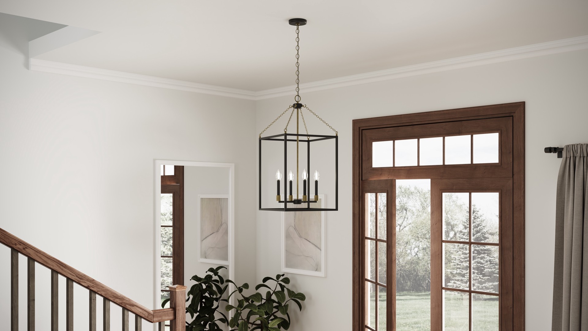slide 2 of 6, allen + roth Foster 4 -Light Black Industrial Cage For Use in Bedrooms, Dining Rooms, Foyers, Kitchens, Living Rooms Chandelier, 1 ct