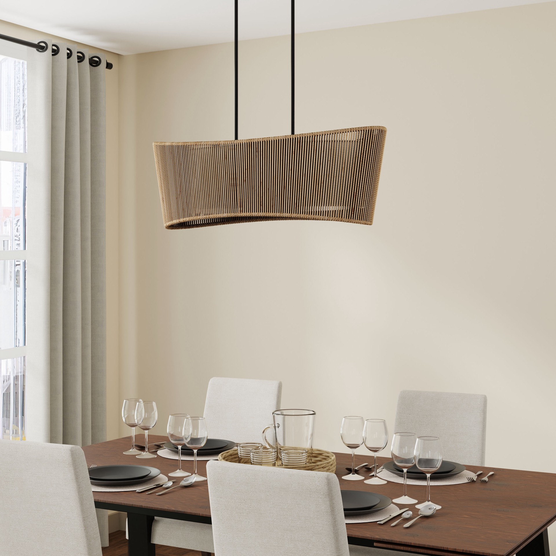 slide 4 of 6, Origin 21 Sefina 4 -Light Matte Black Bohemian/global Linear Medium Hanging Kitchen island light, 1 ct