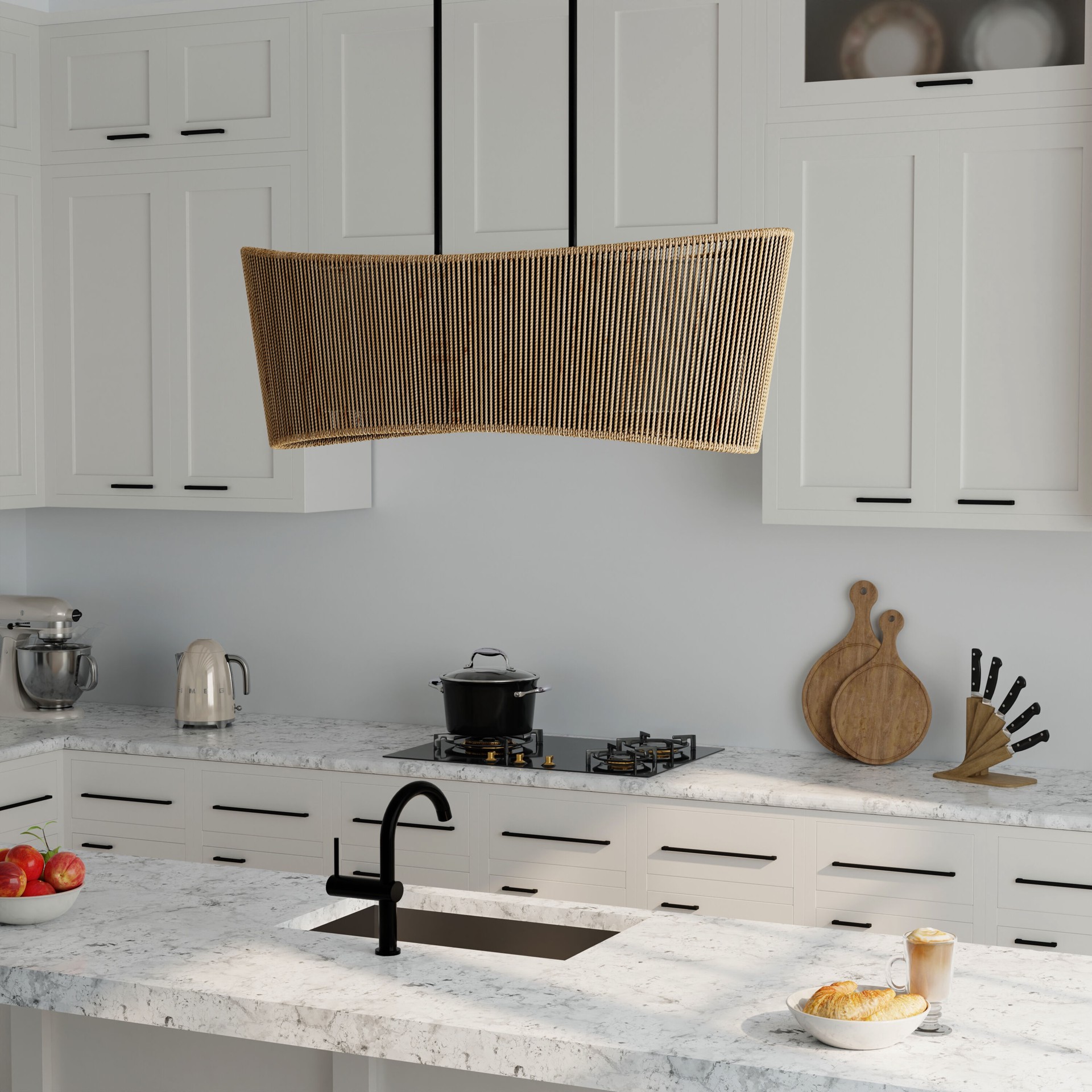 slide 5 of 6, Origin 21 Sefina 4 -Light Matte Black Bohemian/global Linear Medium Hanging Kitchen island light, 1 ct