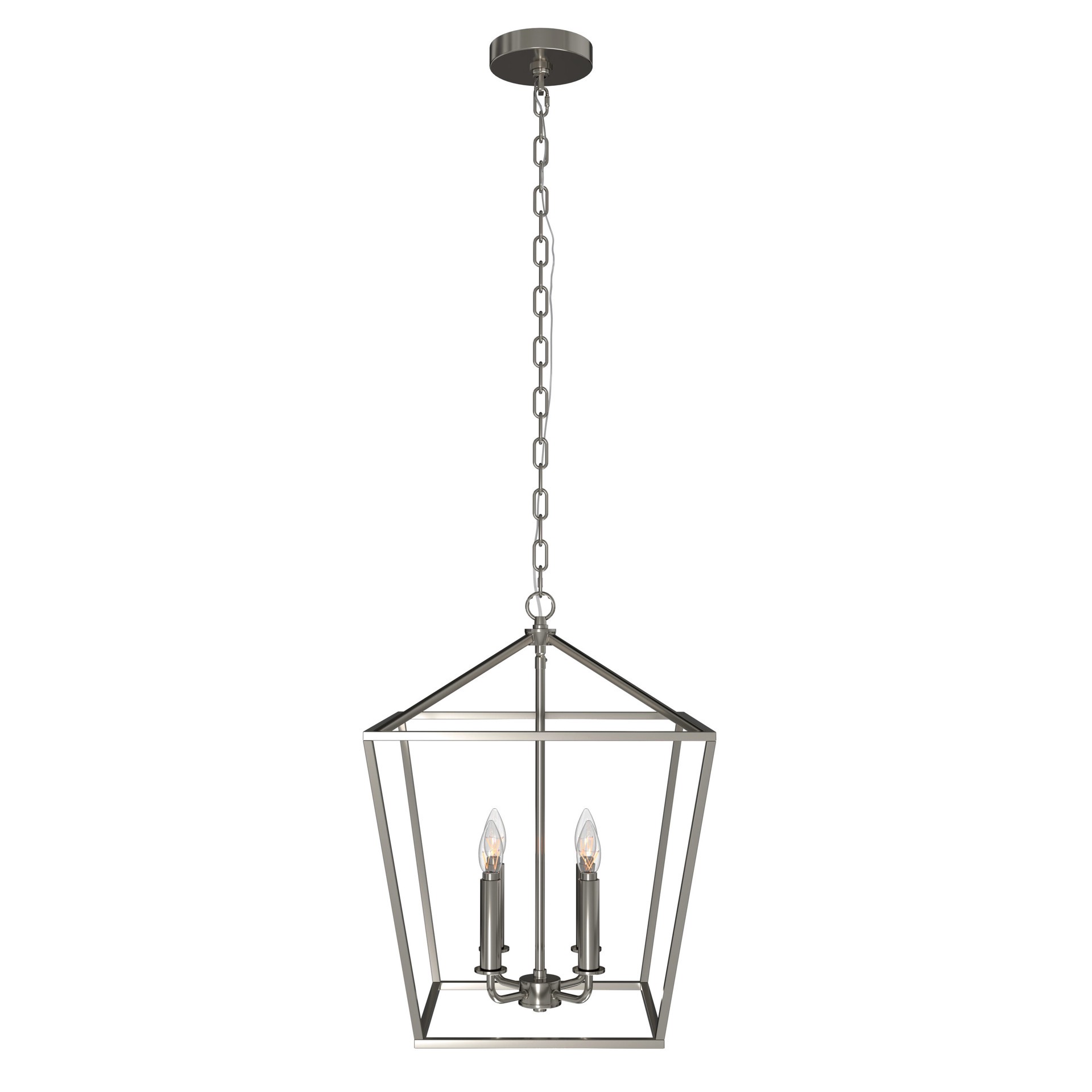 slide 2 of 6, allen + roth Lane 4 -Light Polished Nickel Transitional Square Medium Indoor/Outdoor Hanging Pendant light, 1 ct