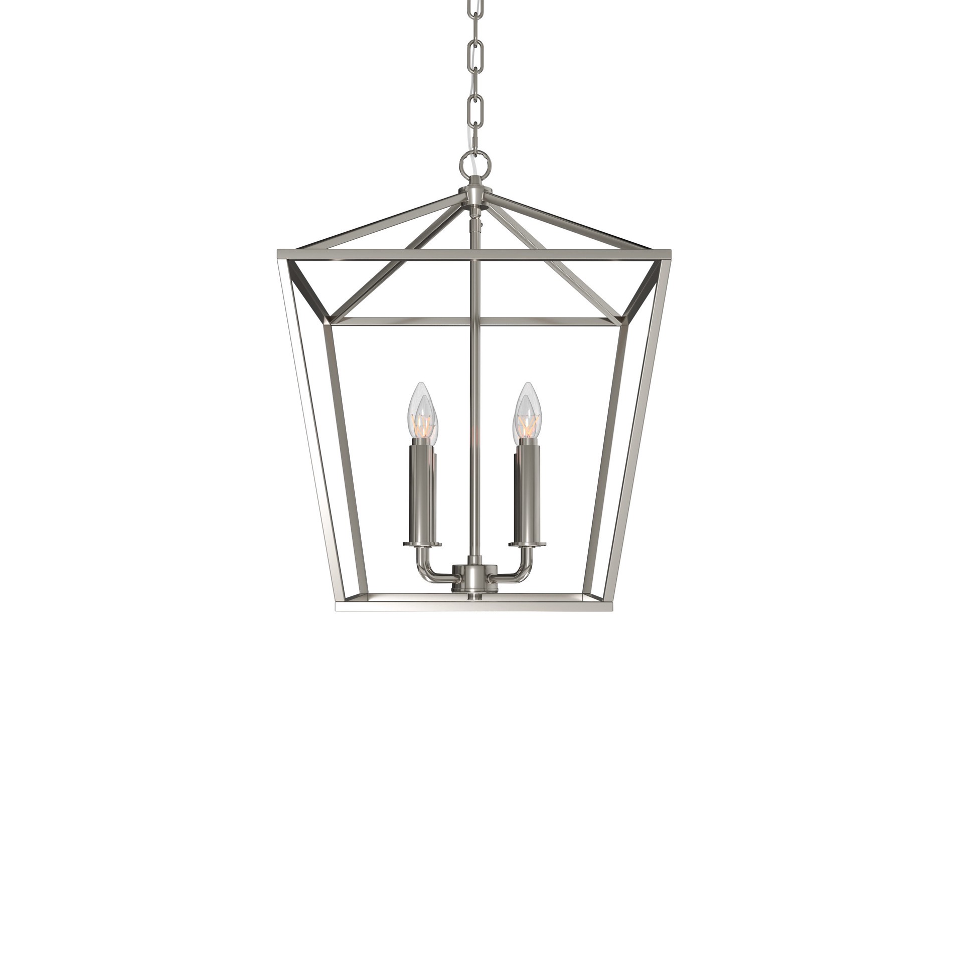 slide 6 of 6, allen + roth Lane 4 -Light Polished Nickel Transitional Square Medium Indoor/Outdoor Hanging Pendant light, 1 ct