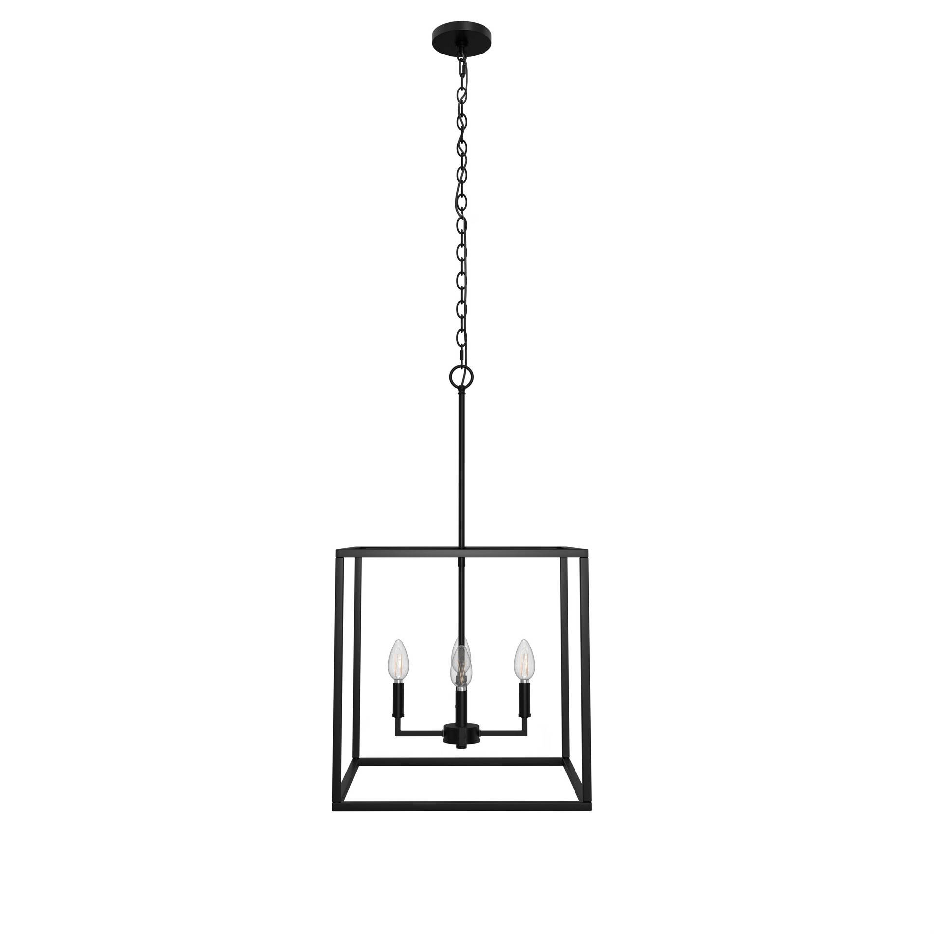 slide 2 of 6, allen + roth Gordon 4 -Light Matte Black Transitional Square Medium Hanging Pendant light, 1 ct