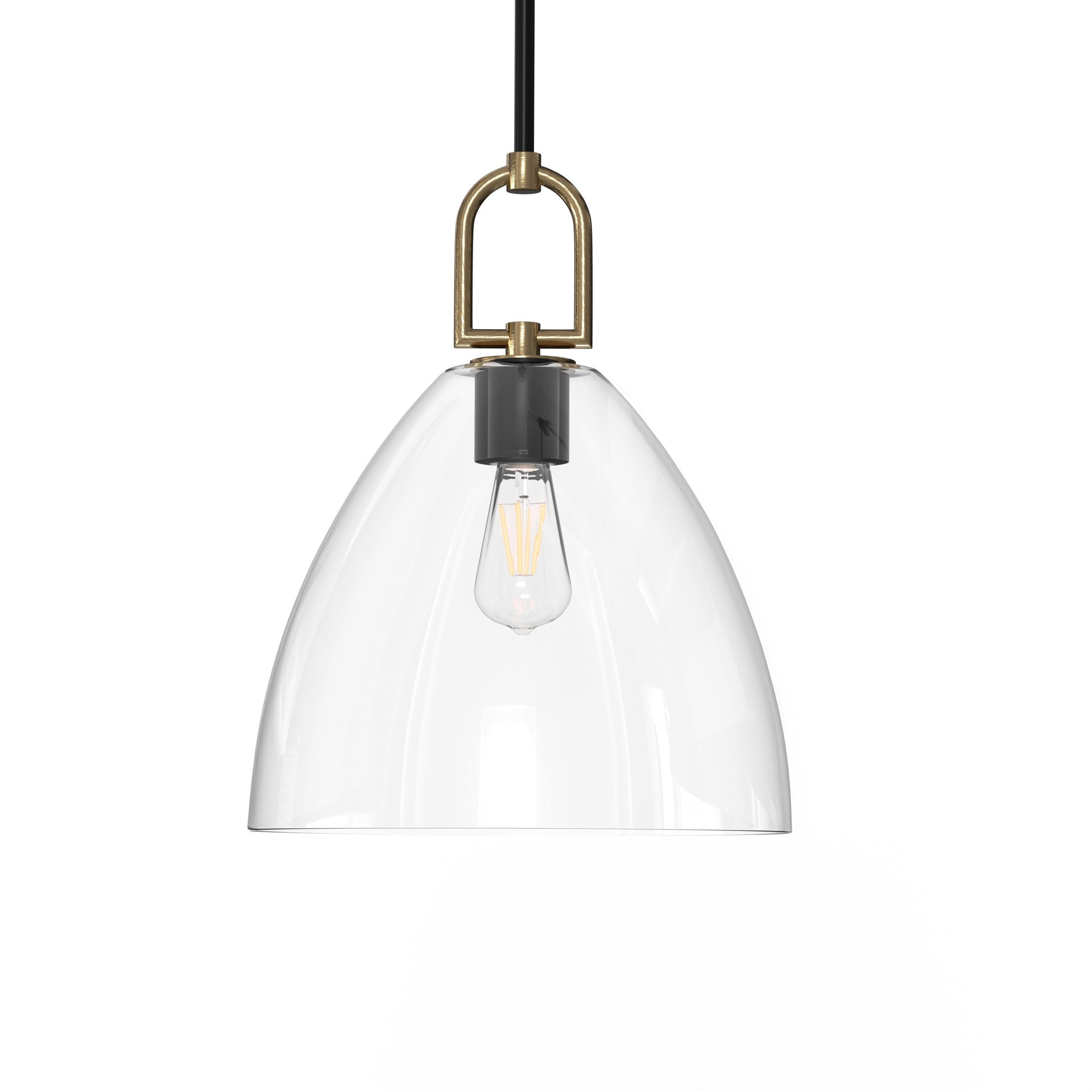slide 6 of 6, allen + roth Beckett 1 -Light Matte Black Transitional Clear glass Cone Small Indoor/Outdoor Hanging Pendant light, 1 ct