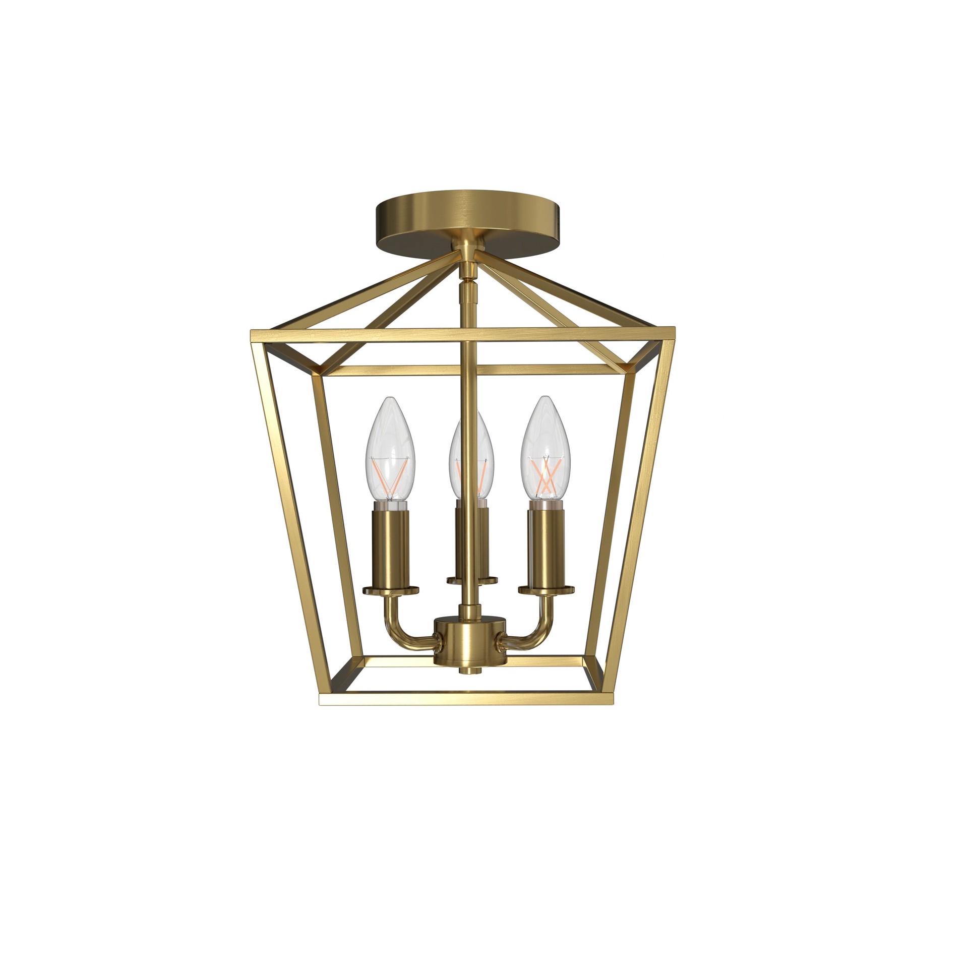 slide 2 of 6, allen + roth Lane 3 -Light 10-in Gold Indoor/Outdoor Semi Flush Mount Light, 1 ct