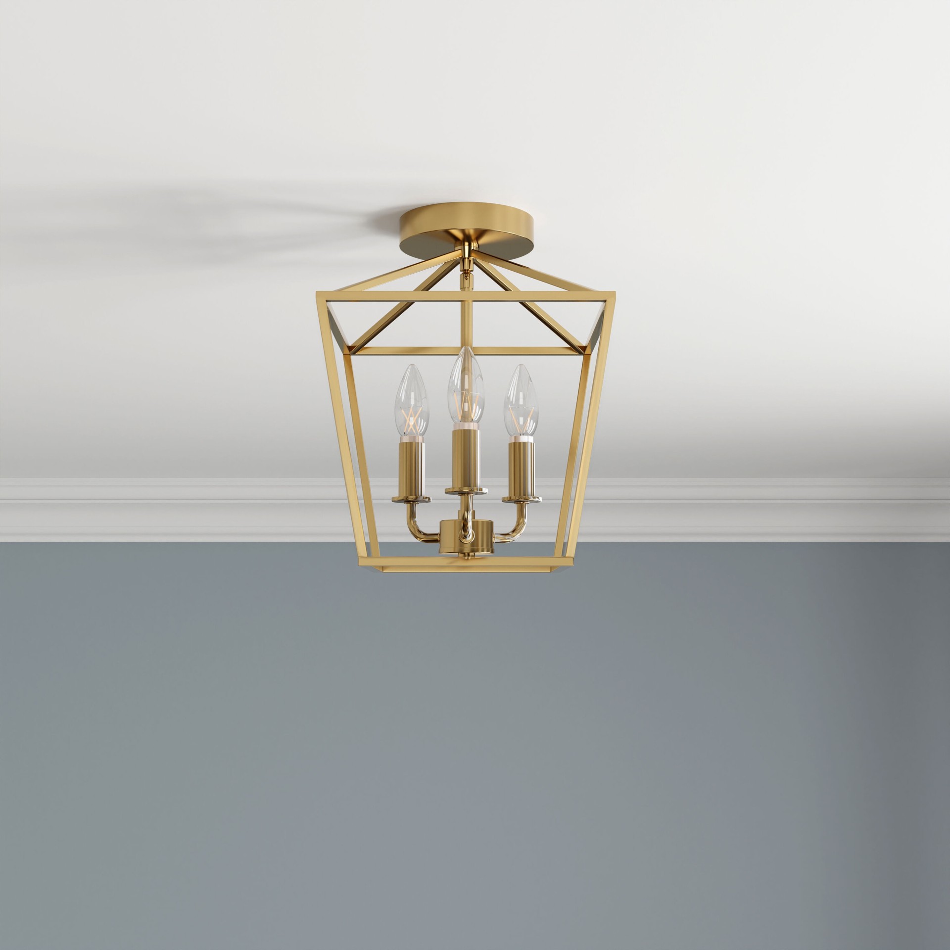 slide 1 of 6, allen + roth Lane 3 -Light 10-in Gold Indoor/Outdoor Semi Flush Mount Light, 1 ct