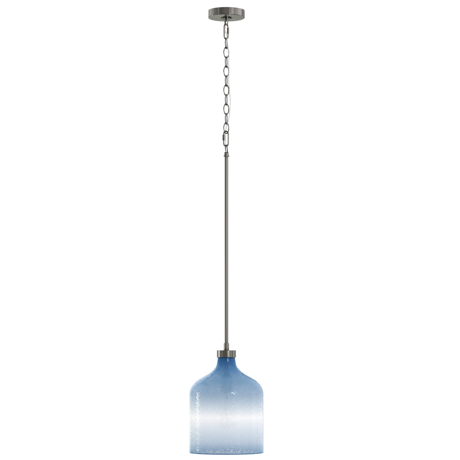 slide 2 of 6, allen + roth Radcliff 1 -Light Brushed Nickel Coastal Art glass Cylinder Medium Hanging Pendant light, 1 ct