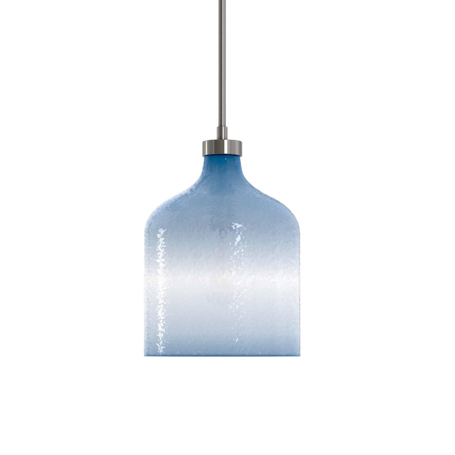 slide 6 of 6, allen + roth Radcliff 1 -Light Brushed Nickel Coastal Art glass Cylinder Medium Hanging Pendant light, 1 ct