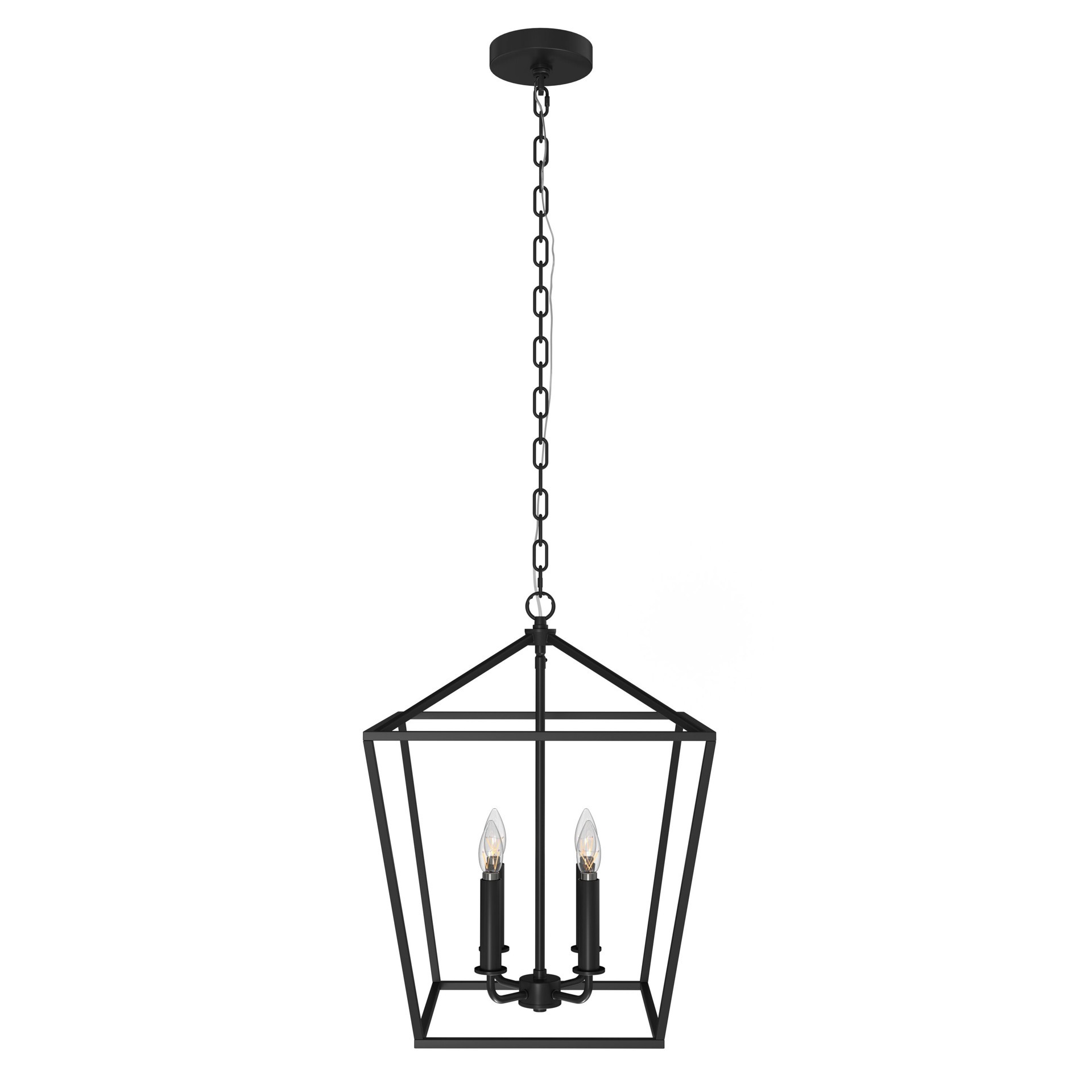 slide 2 of 6, allen + roth Lane 4 -Light Matte Black Transitional Square Medium Indoor/Outdoor Hanging Pendant light, 1 ct