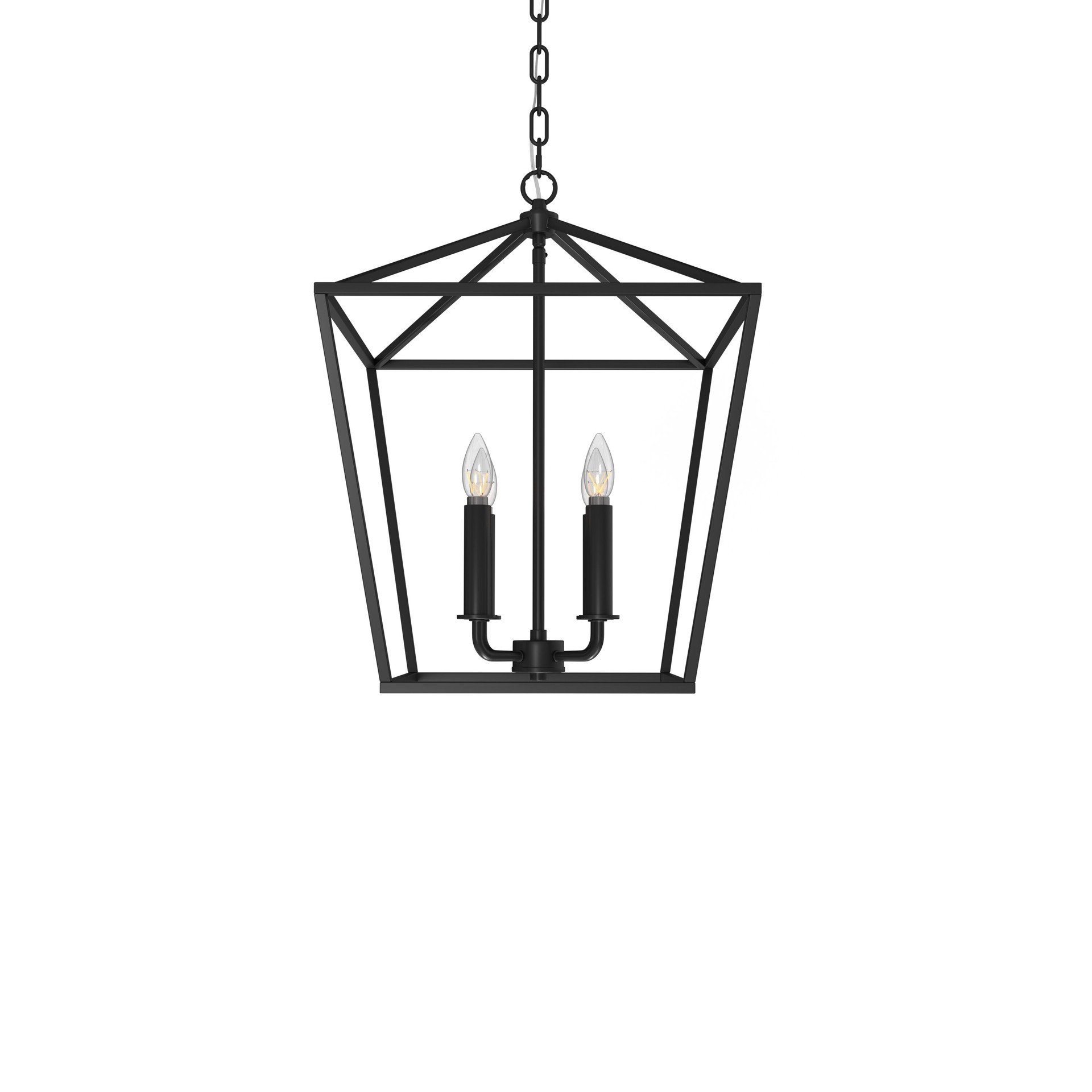 slide 6 of 6, allen + roth Lane 4 -Light Matte Black Transitional Square Medium Indoor/Outdoor Hanging Pendant light, 1 ct