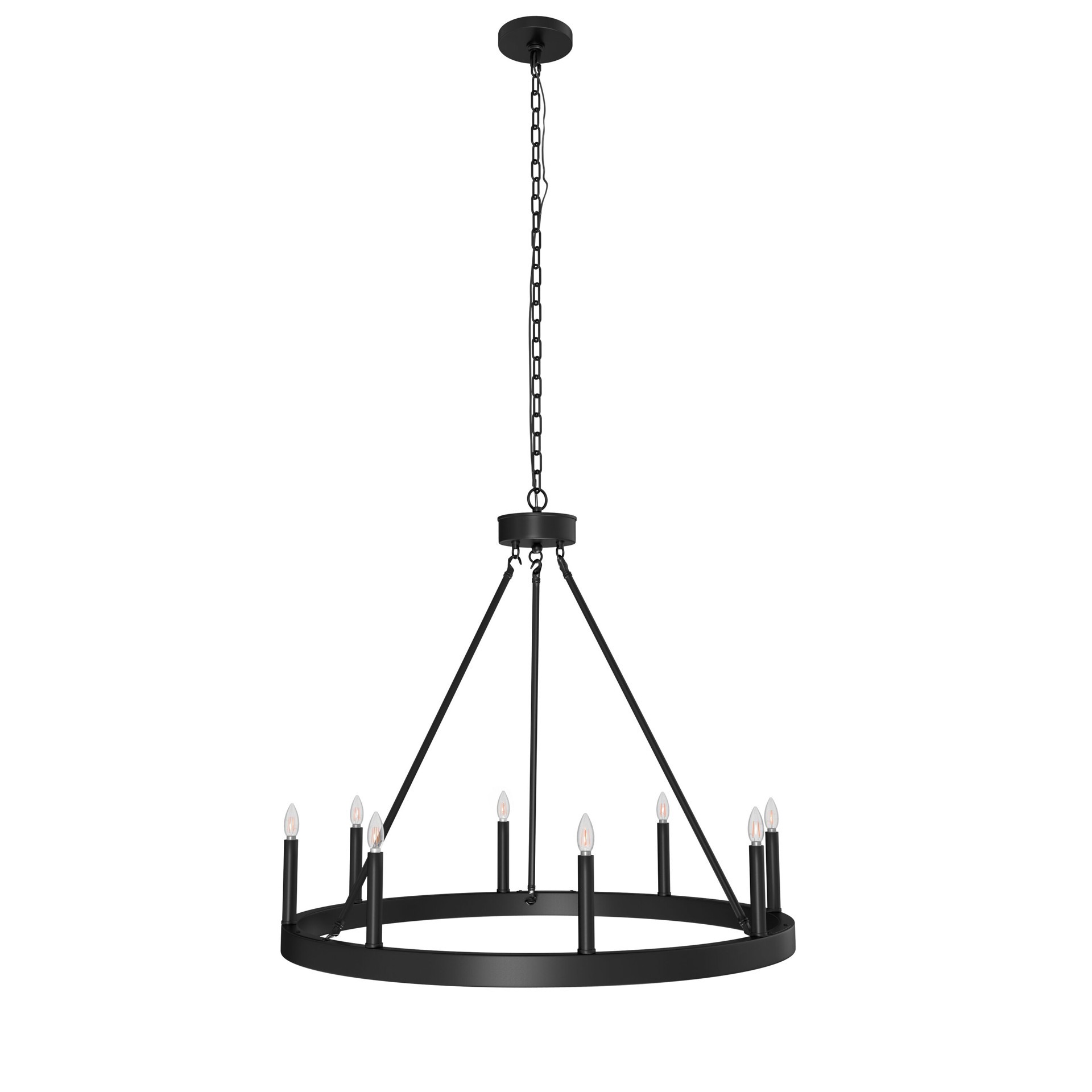 slide 2 of 6, allen + roth Dalton 8 -Light Matte Black Transitional Bare bulb For Use in Bathrooms, Bedrooms, Dining Rooms, Foyers, Kitchens, Living Rooms Chandelier, 1 ct