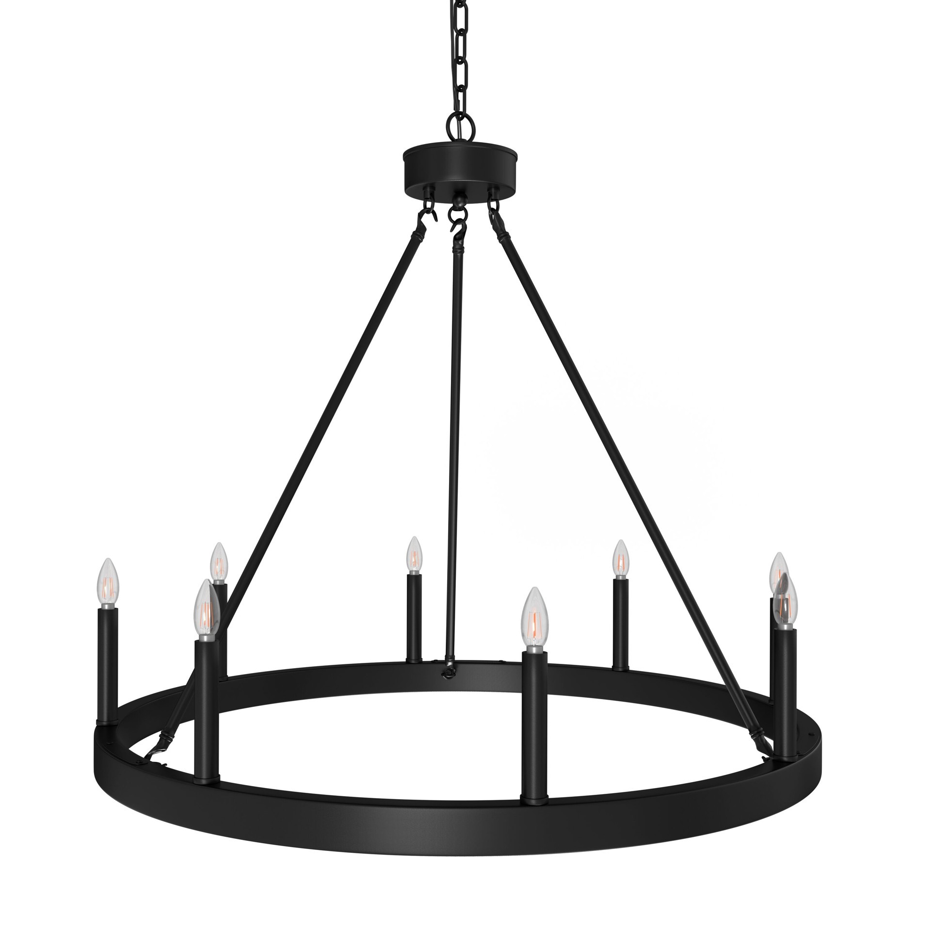 slide 6 of 6, allen + roth Dalton 8 -Light Matte Black Transitional Bare bulb For Use in Bathrooms, Bedrooms, Dining Rooms, Foyers, Kitchens, Living Rooms Chandelier, 1 ct
