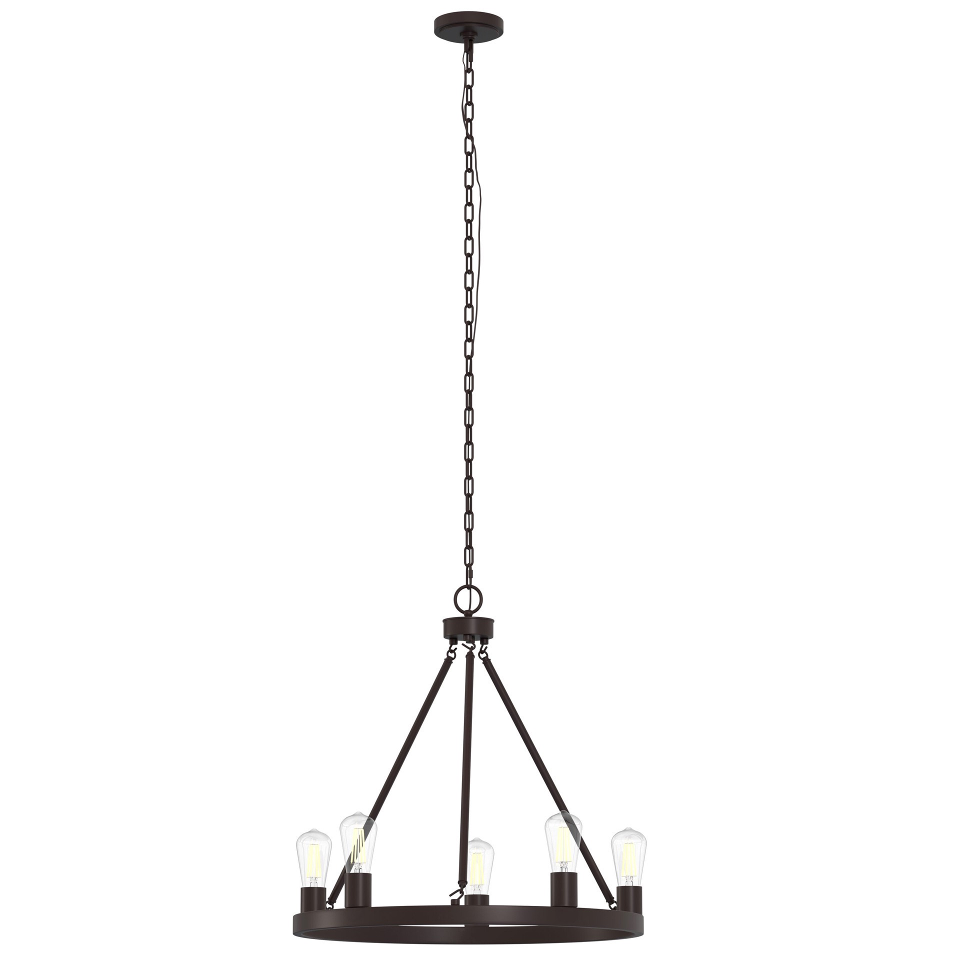 slide 2 of 6, allen + roth Dixon 5 -Light Bronze Transitional Bare bulb For Use in Bedrooms, Dining Rooms, Foyers, Kitchens, Living Rooms Chandelier, 1 ct