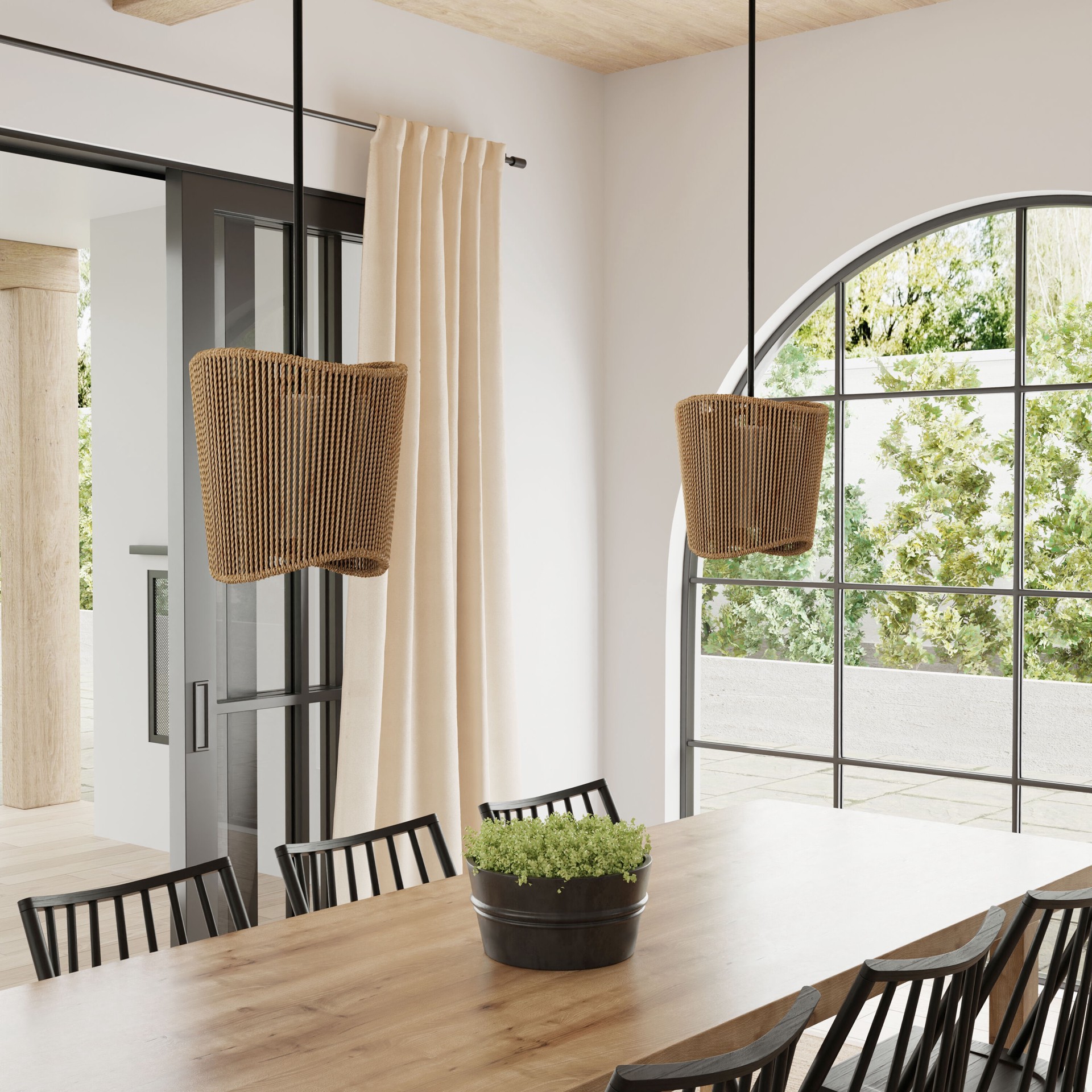 slide 4 of 6, Origin 21 Sefina 1 -Light Matte Black Bohemian/global Linear Medium Hanging Pendant light, 1 ct