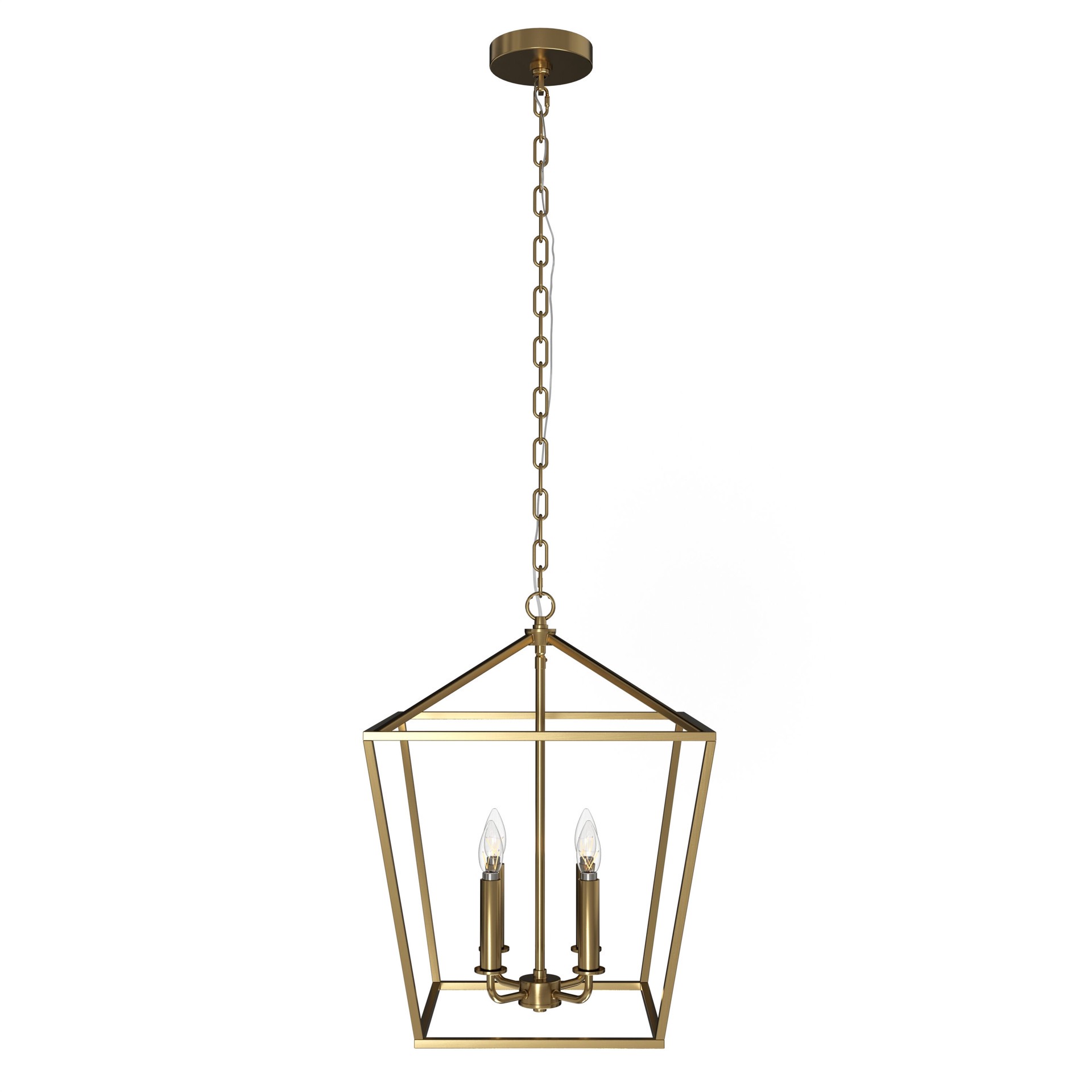 slide 2 of 6, allen + roth Lane 4 -Light Gold Transitional Square Medium Indoor/Outdoor Hanging Pendant light, 1 ct