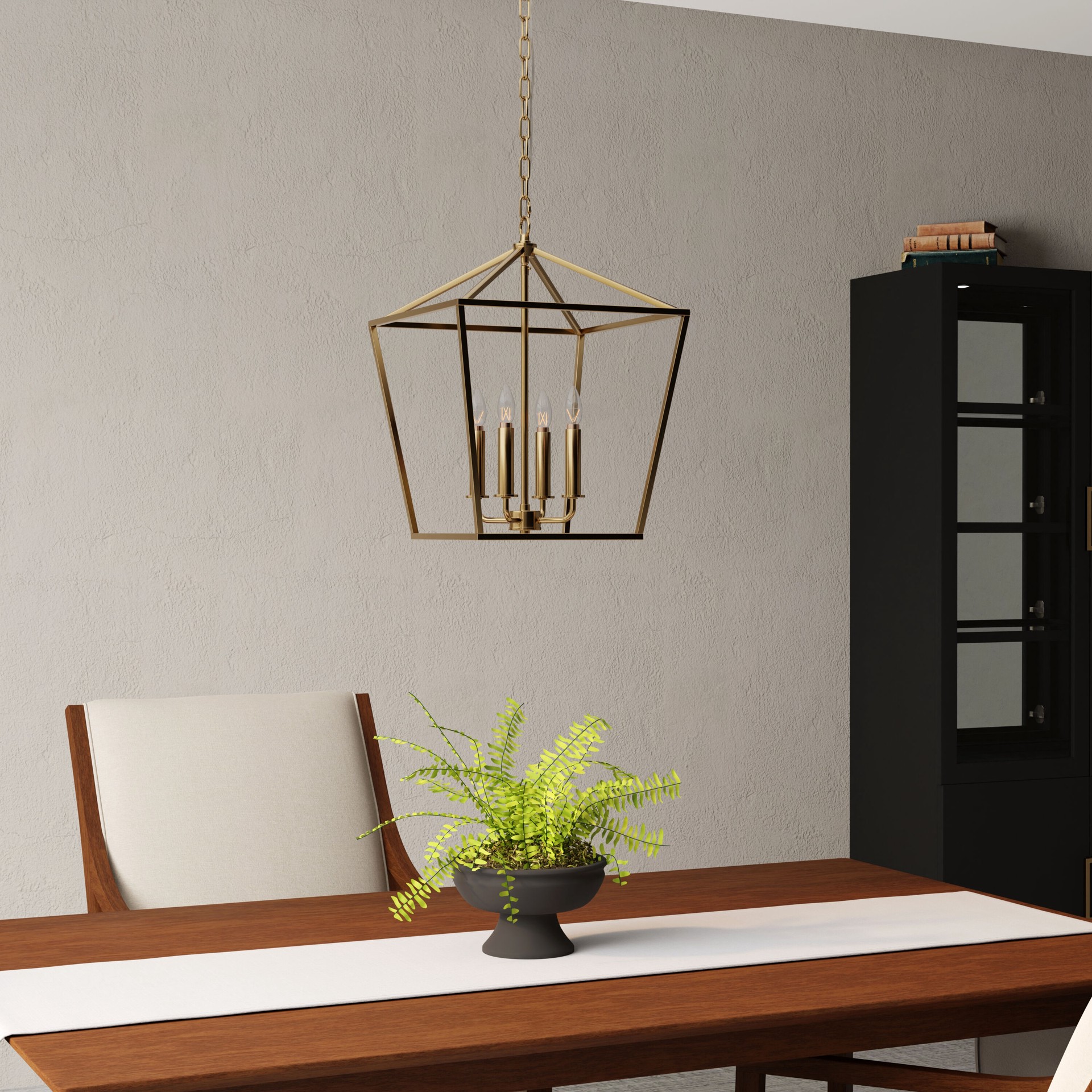 slide 5 of 6, allen + roth Lane 4 -Light Gold Transitional Square Medium Indoor/Outdoor Hanging Pendant light, 1 ct