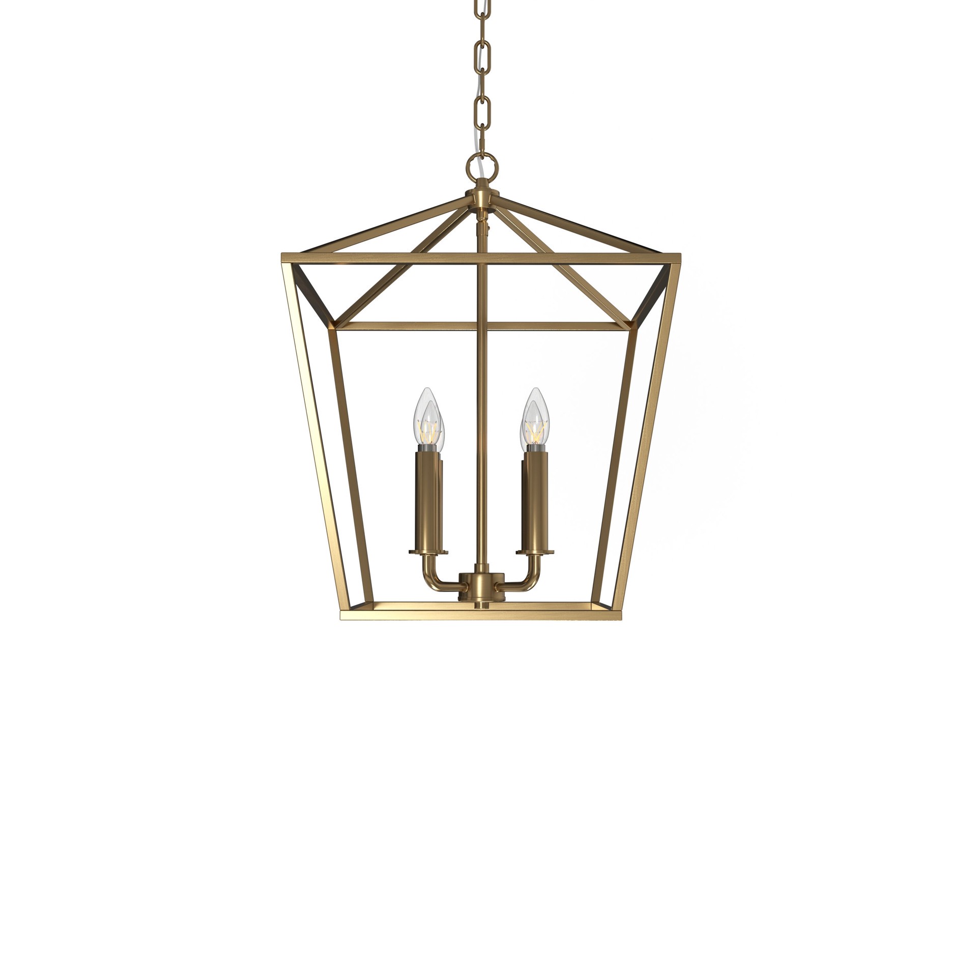 slide 6 of 6, allen + roth Lane 4 -Light Gold Transitional Square Medium Indoor/Outdoor Hanging Pendant light, 1 ct