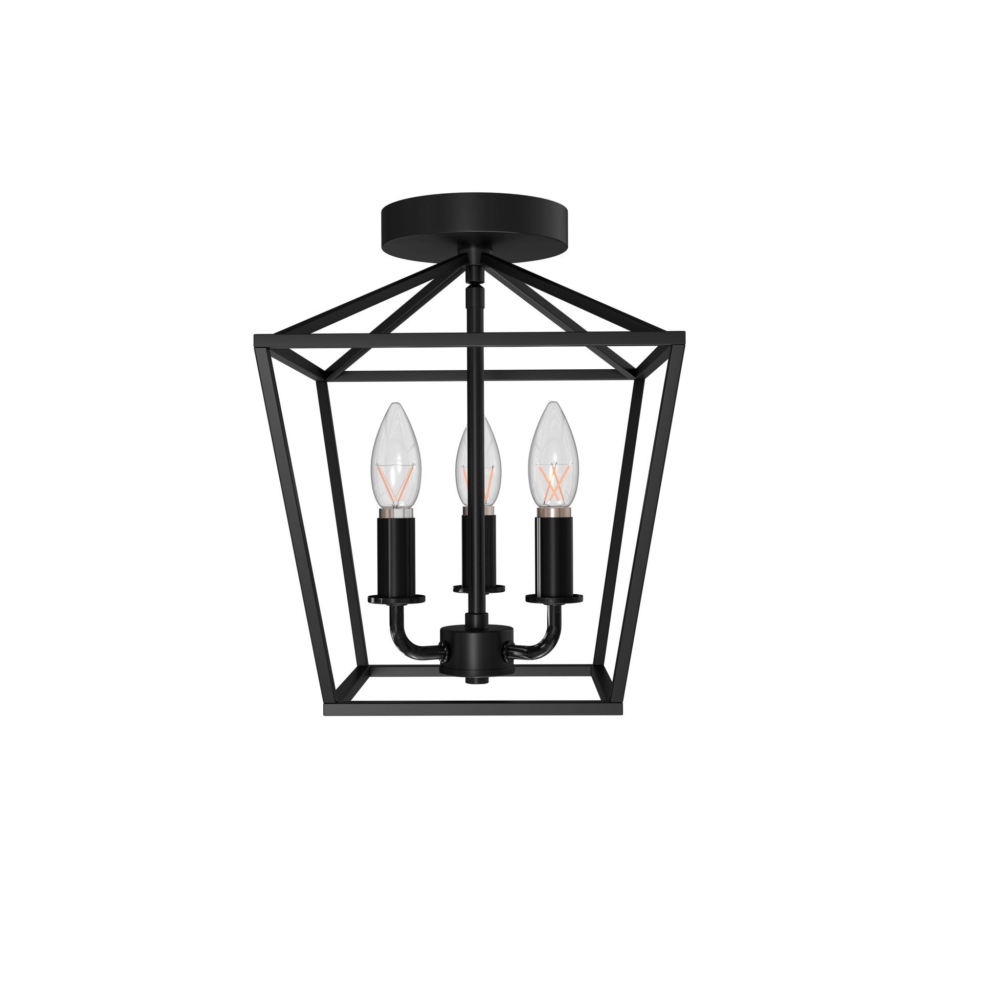 slide 2 of 6, allen + roth Lane 3 -Light 10-in Matte Black Indoor/Outdoor Semi Flush Mount Light, 1 ct