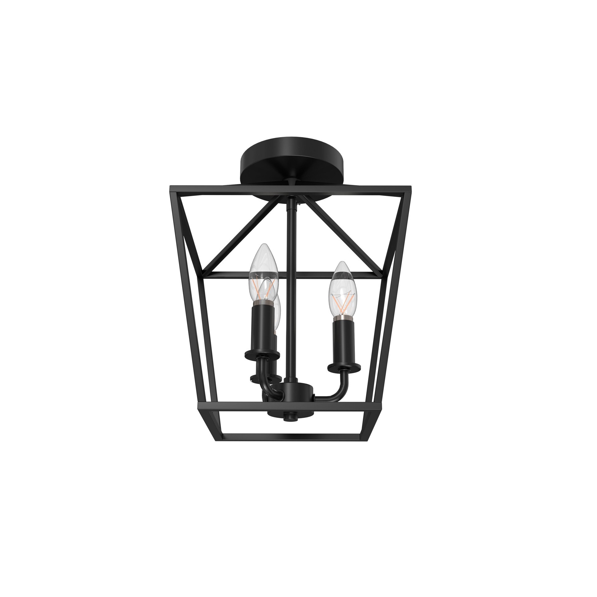 slide 6 of 6, allen + roth Lane 3 -Light 10-in Matte Black Indoor/Outdoor Semi Flush Mount Light, 1 ct