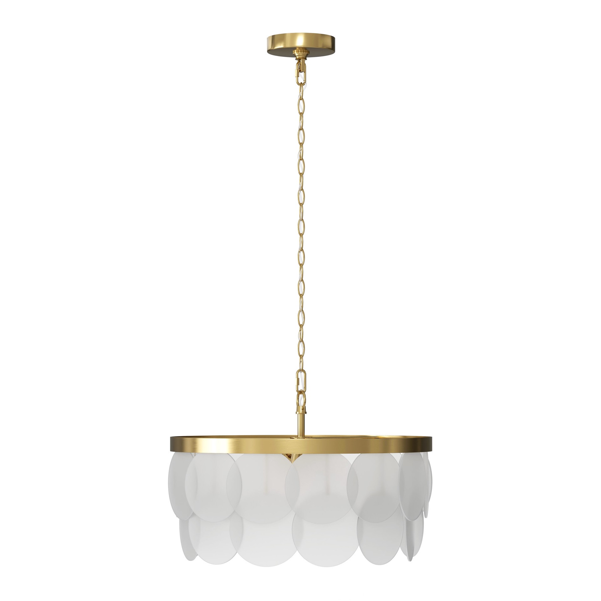 slide 2 of 6, allen + roth Paterson 3 -Light Gold Glam Capiz For Use in Bathrooms, Bedrooms, Dining Rooms, Foyers, Kitchens, Living Rooms Chandelier, 1 ct