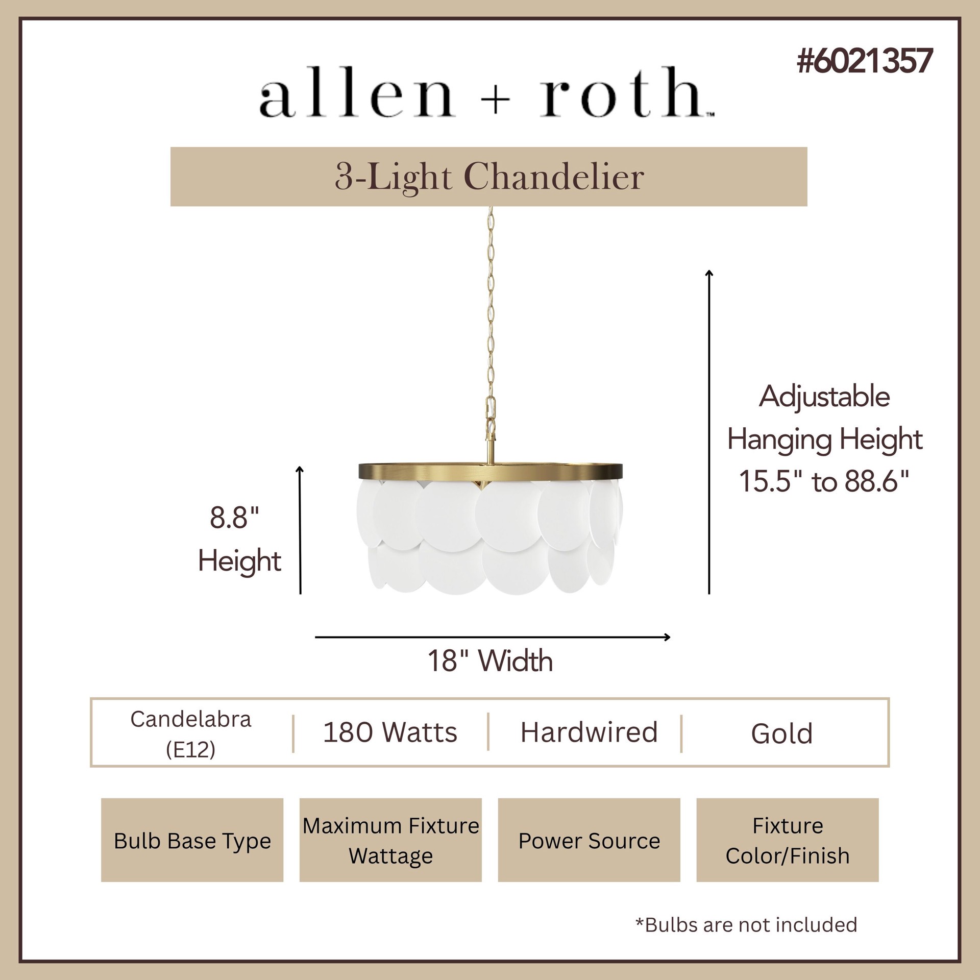 slide 3 of 6, allen + roth Paterson 3 -Light Gold Glam Capiz For Use in Bathrooms, Bedrooms, Dining Rooms, Foyers, Kitchens, Living Rooms Chandelier, 1 ct