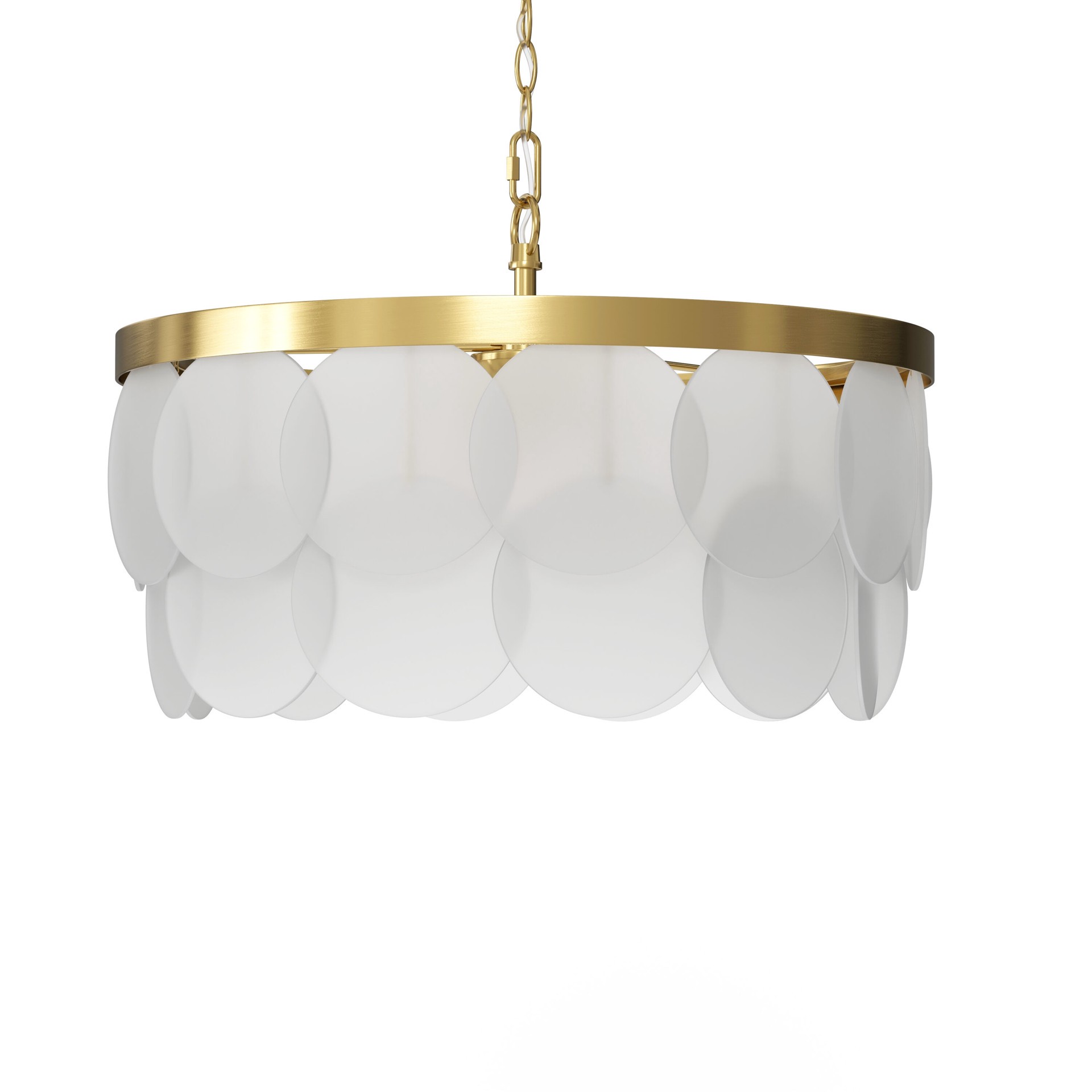 slide 6 of 6, allen + roth Paterson 3 -Light Gold Glam Capiz For Use in Bathrooms, Bedrooms, Dining Rooms, Foyers, Kitchens, Living Rooms Chandelier, 1 ct