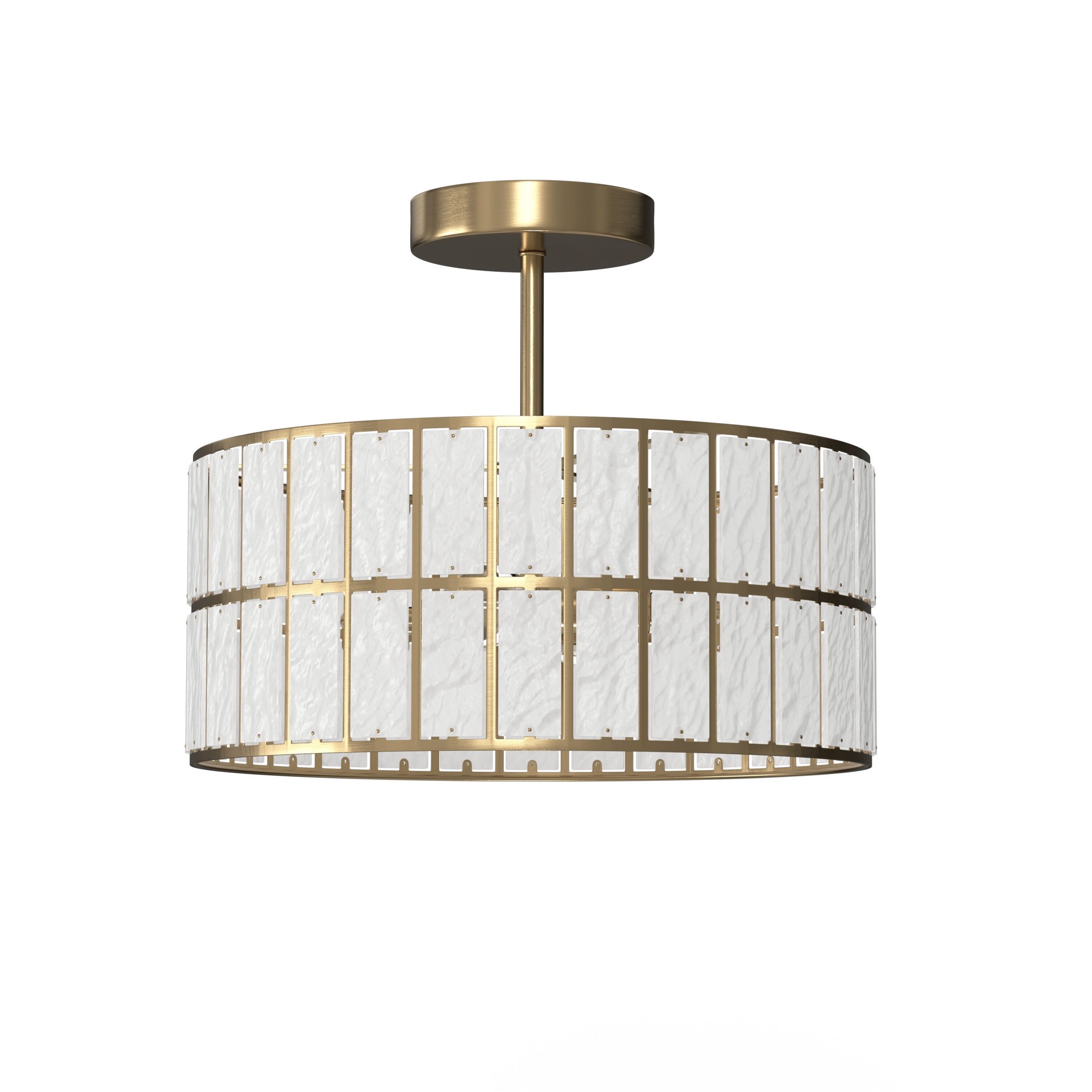 slide 2 of 6, allen + roth Barnhill 2 -Light 13.25-in Gold Indoor/Outdoor Semi Flush Mount Light, 1 ct