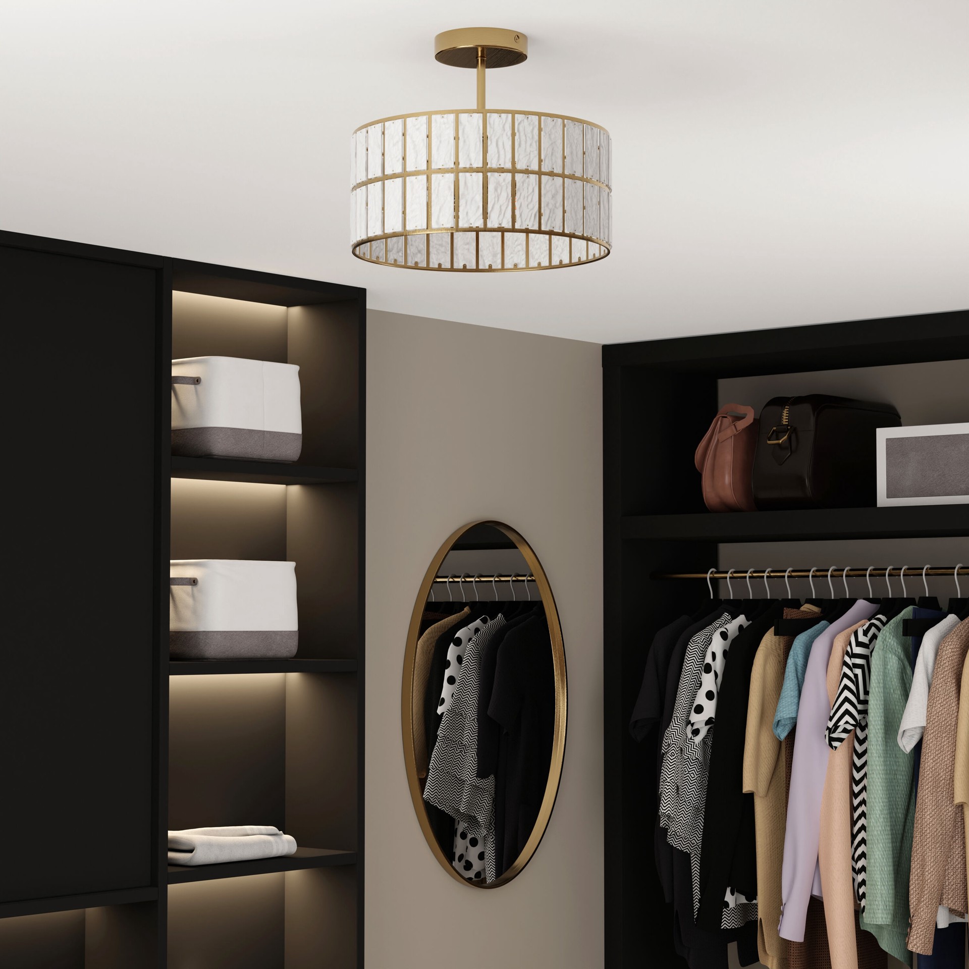 slide 5 of 6, allen + roth Barnhill 2 -Light 13.25-in Gold Indoor/Outdoor Semi Flush Mount Light, 1 ct