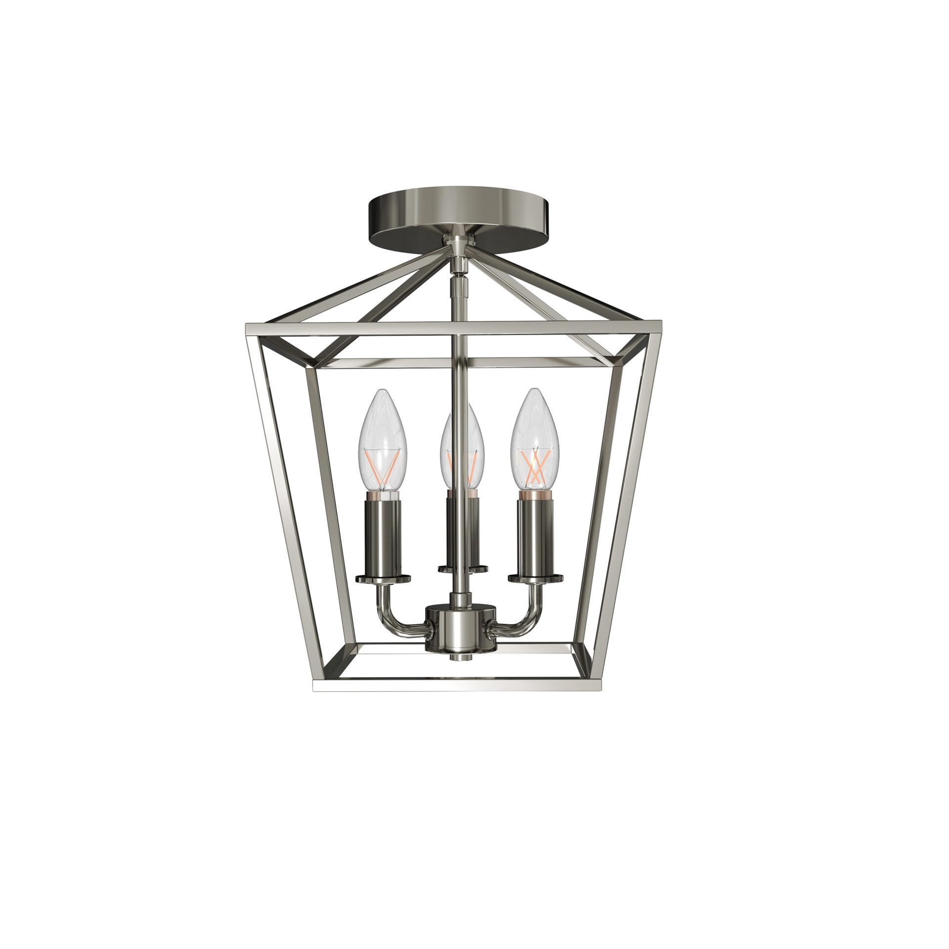 slide 2 of 6, allen + roth Lane 3 -Light 10-in Polished Nickel Indoor/Outdoor Semi Flush Mount Light, 1 ct