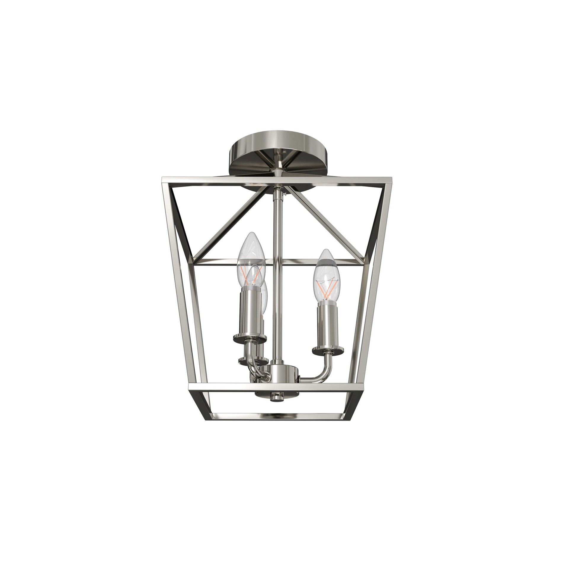 slide 6 of 6, allen + roth Lane 3 -Light 10-in Polished Nickel Indoor/Outdoor Semi Flush Mount Light, 1 ct