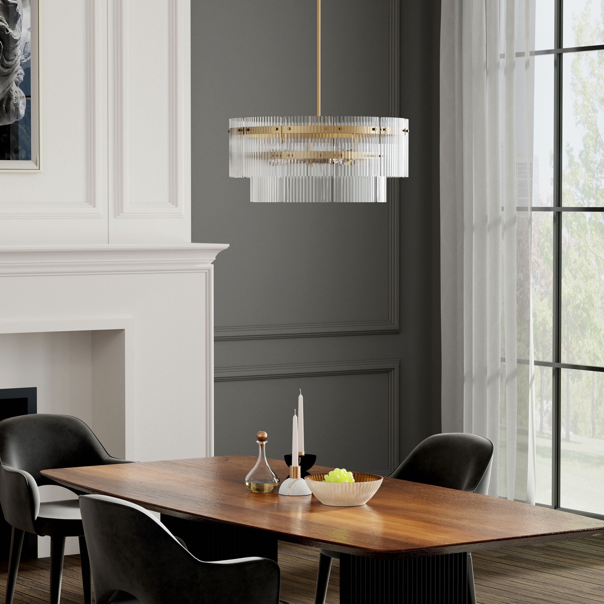 slide 4 of 6, Origin 21 Mackenzie 4 -Light Gold Transitional Capiz For Use in Bedrooms, Dining Rooms, Foyers, Kitchens, Living Rooms Chandelier, 1 ct