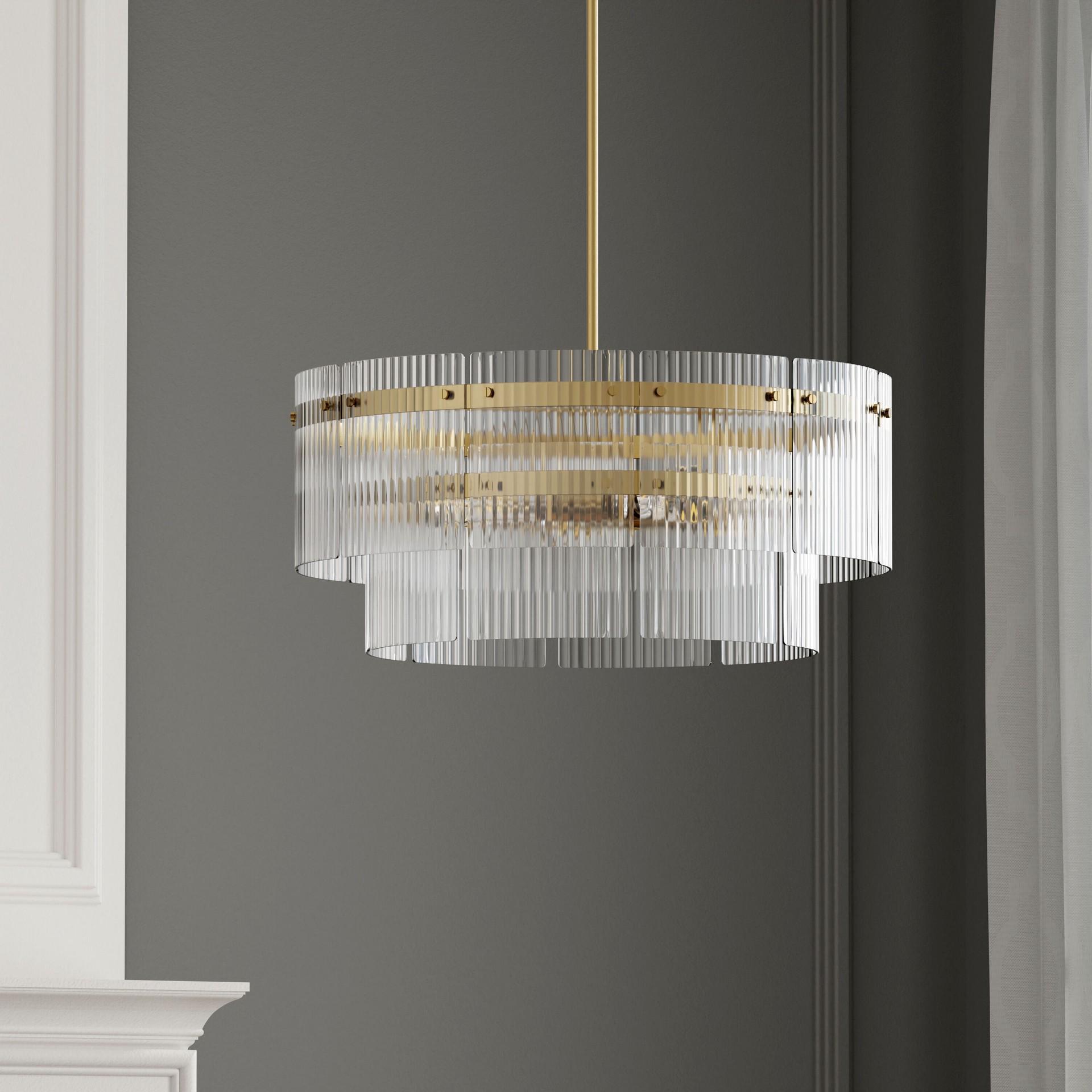 slide 1 of 6, Origin 21 Mackenzie 4 -Light Gold Transitional Capiz For Use in Bedrooms, Dining Rooms, Foyers, Kitchens, Living Rooms Chandelier, 1 ct