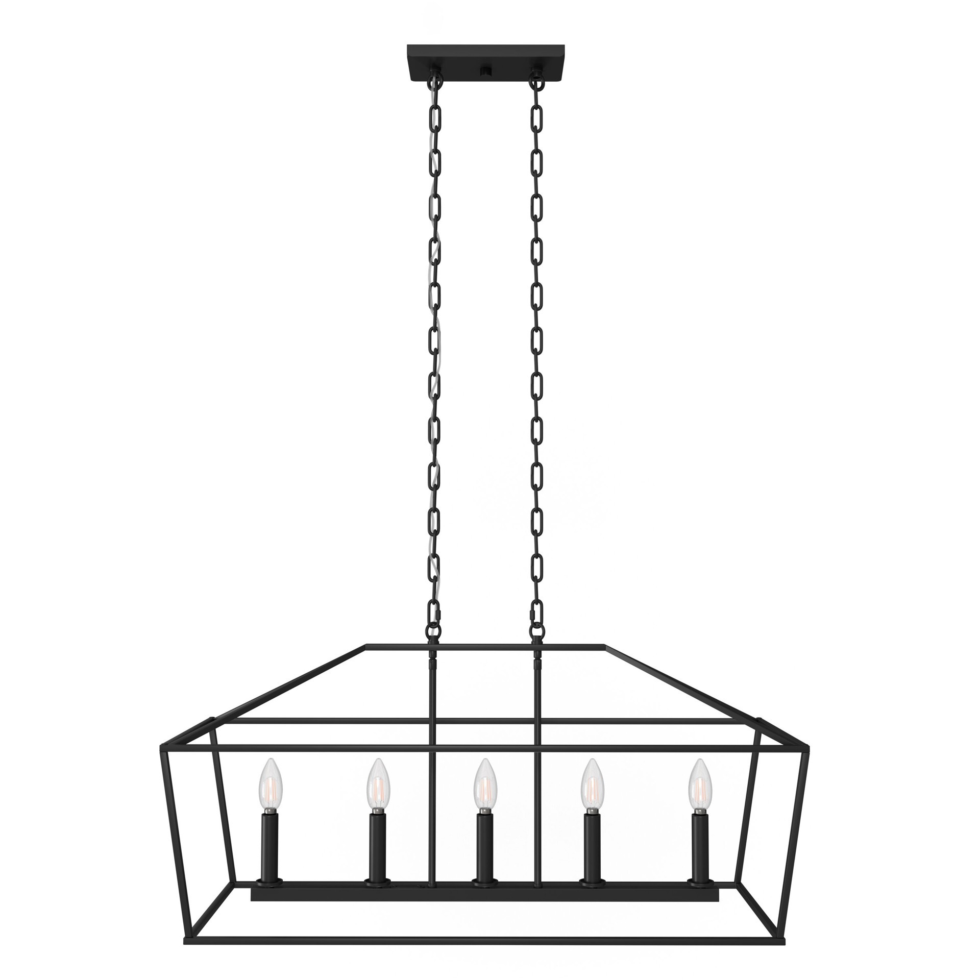 slide 2 of 6, allen + roth Lane 5 -Light Matte Black Transitional Linear Medium Indoor/Outdoor Hanging Kitchen island light, 1 ct