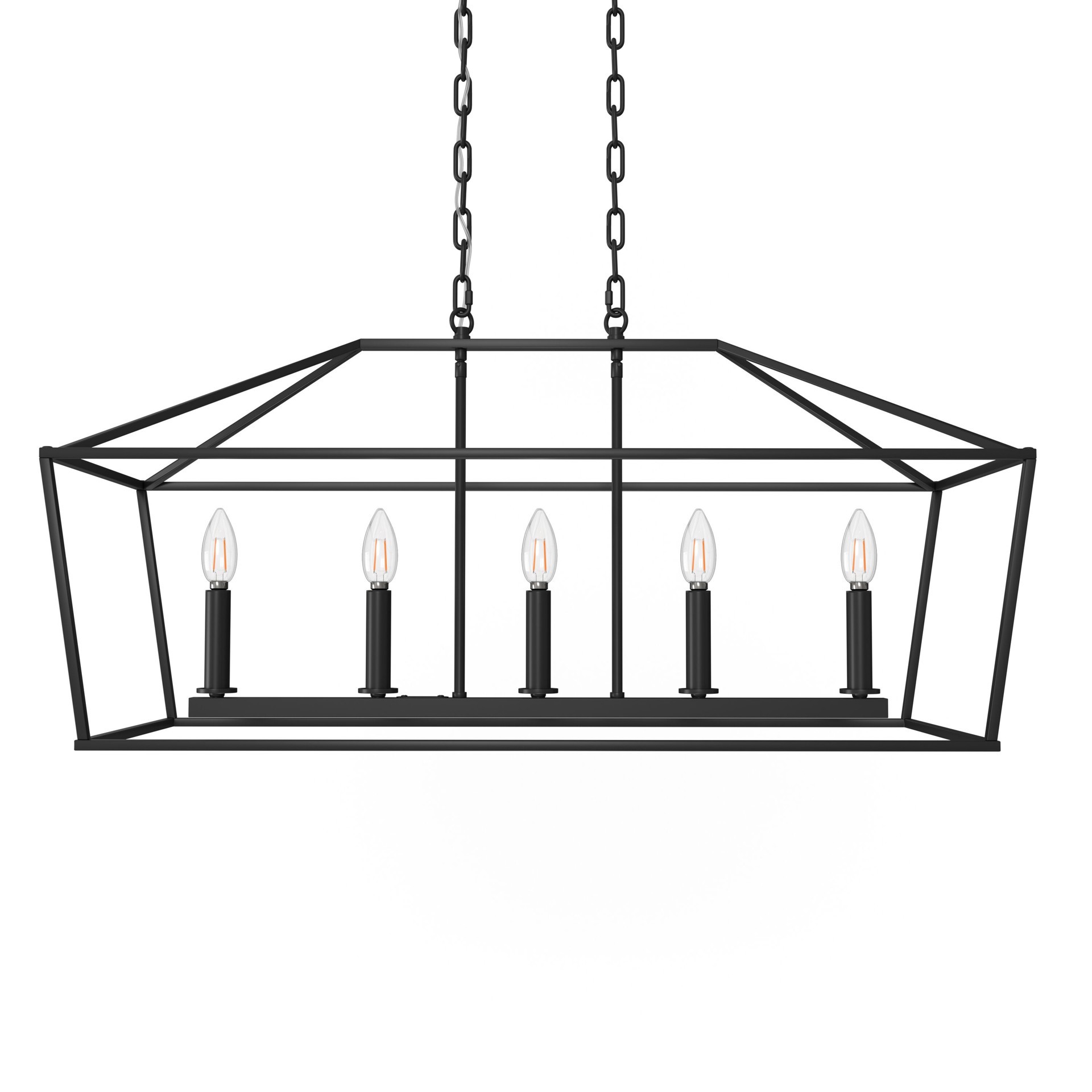 slide 6 of 6, allen + roth Lane 5 -Light Matte Black Transitional Linear Medium Indoor/Outdoor Hanging Kitchen island light, 1 ct
