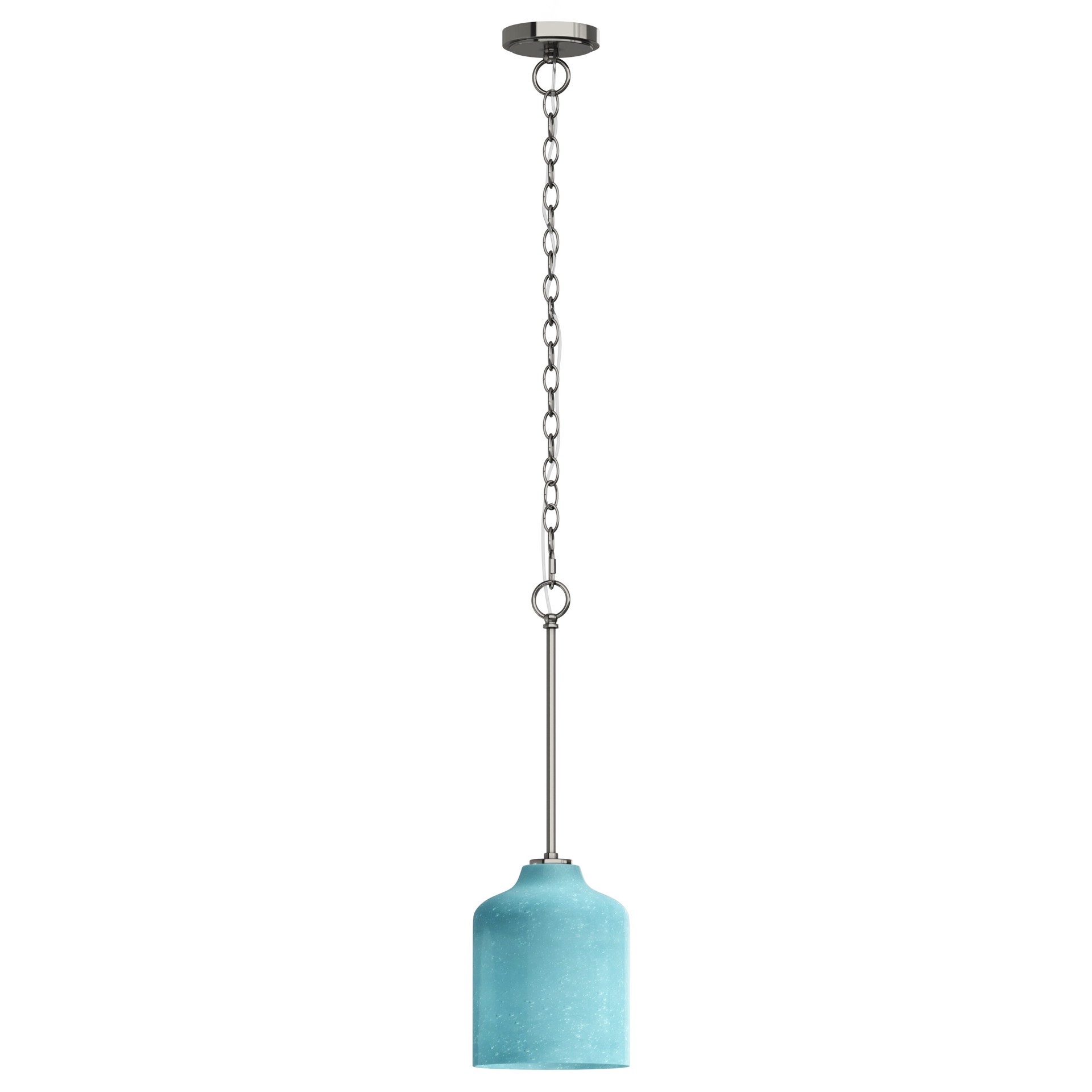slide 2 of 6, allen + roth Belhaven 1 -Light Brushed Nickel Coastal Art glass Dome Small Hanging Pendant light, 1 ct