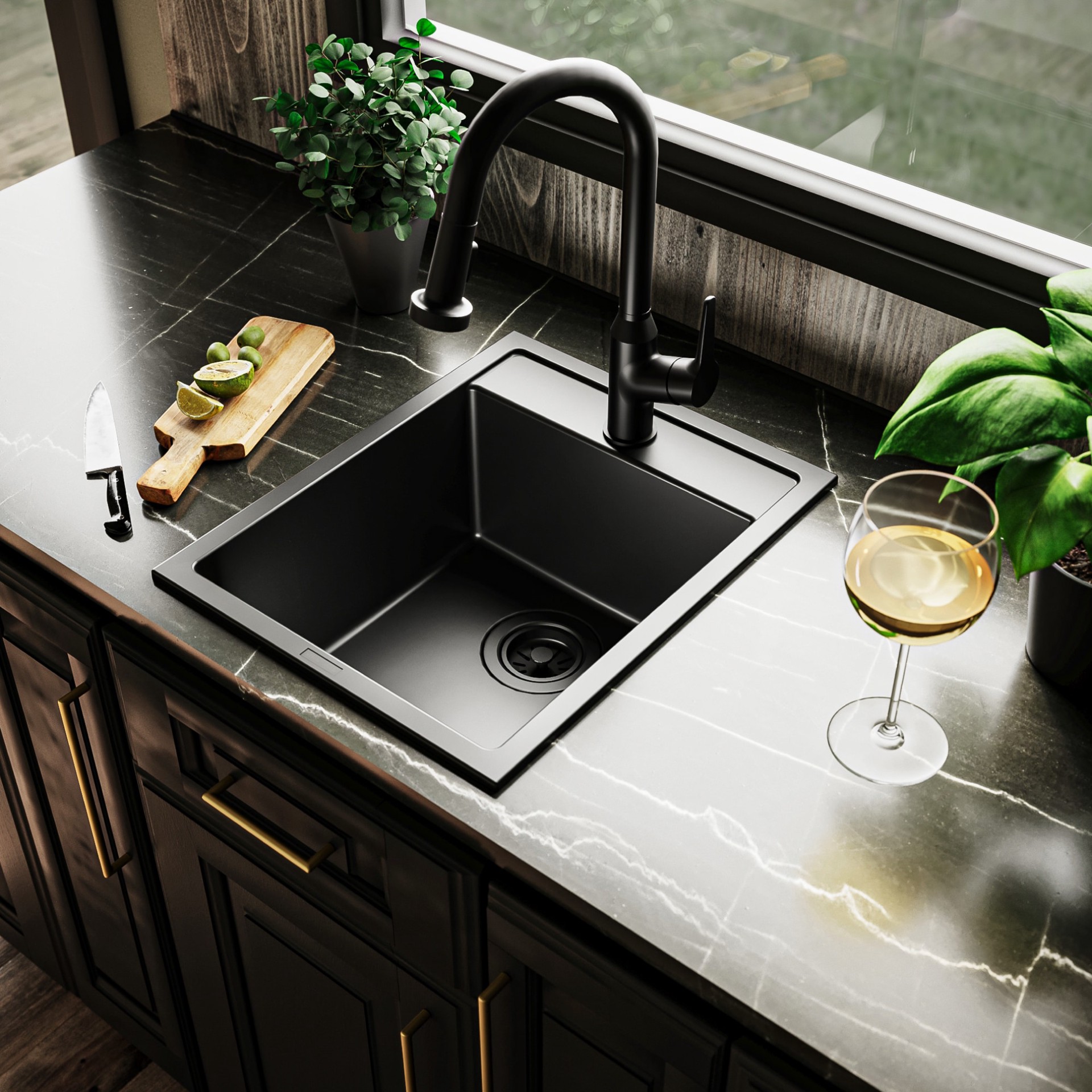 slide 1 of 6, allen + roth 15.75-in L x 19.62-in W Quartz Drop-in Commercial Bar Sink, 1 ct
