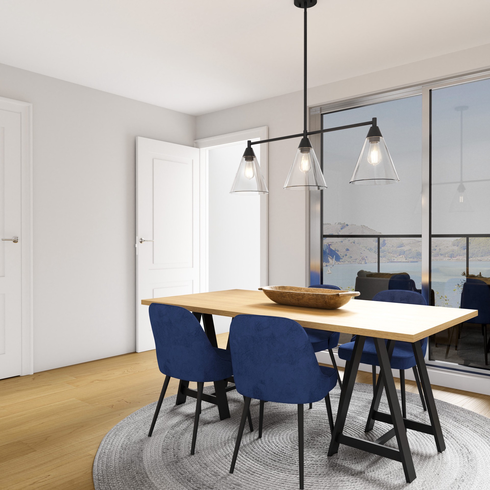 slide 4 of 6, allen + roth Walden 3 -Light Matte Black Modern/contemporary For Use in Bathrooms, Bedrooms, Dining Rooms, Foyers, Kitchens, Living Rooms Chandelier, 1 ct