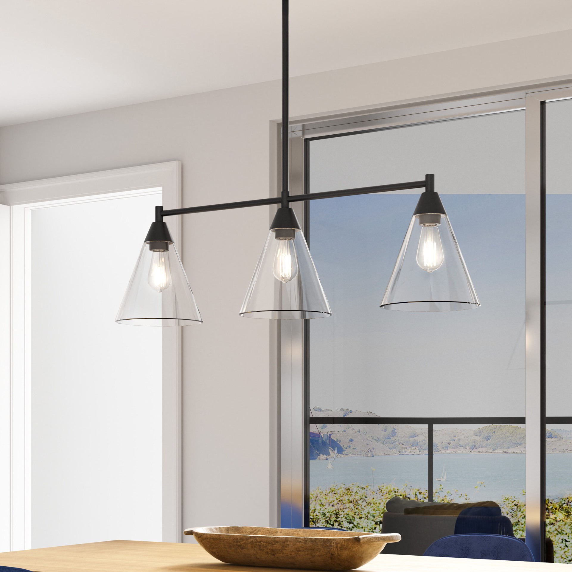 slide 1 of 6, allen + roth Walden 3 -Light Matte Black Modern/contemporary For Use in Bathrooms, Bedrooms, Dining Rooms, Foyers, Kitchens, Living Rooms Chandelier, 1 ct